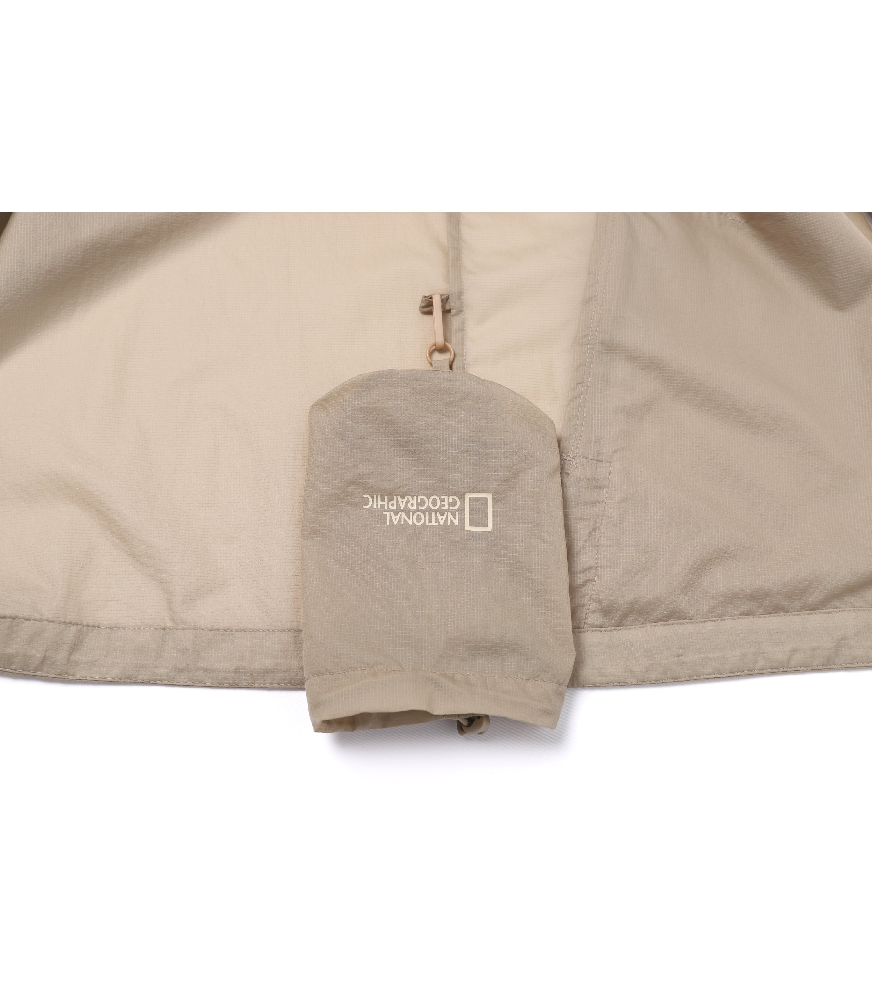 Unisex Light Pack Hooded Full Zip-Up Windbreaker<br>MOURNING BEIGE