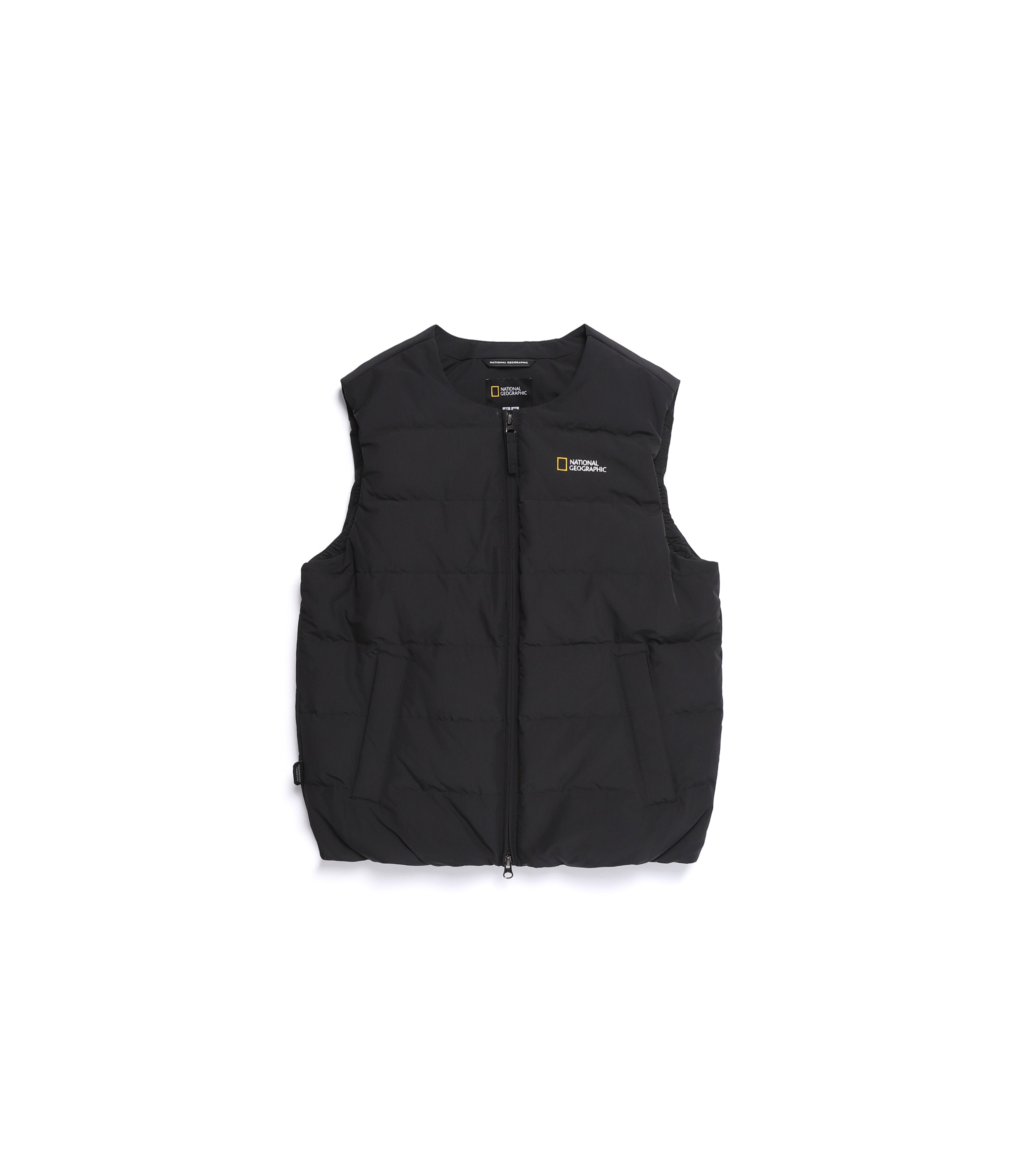 Unisex HERON U-Neck Lightweight Goose Down Vest<br>BLACK