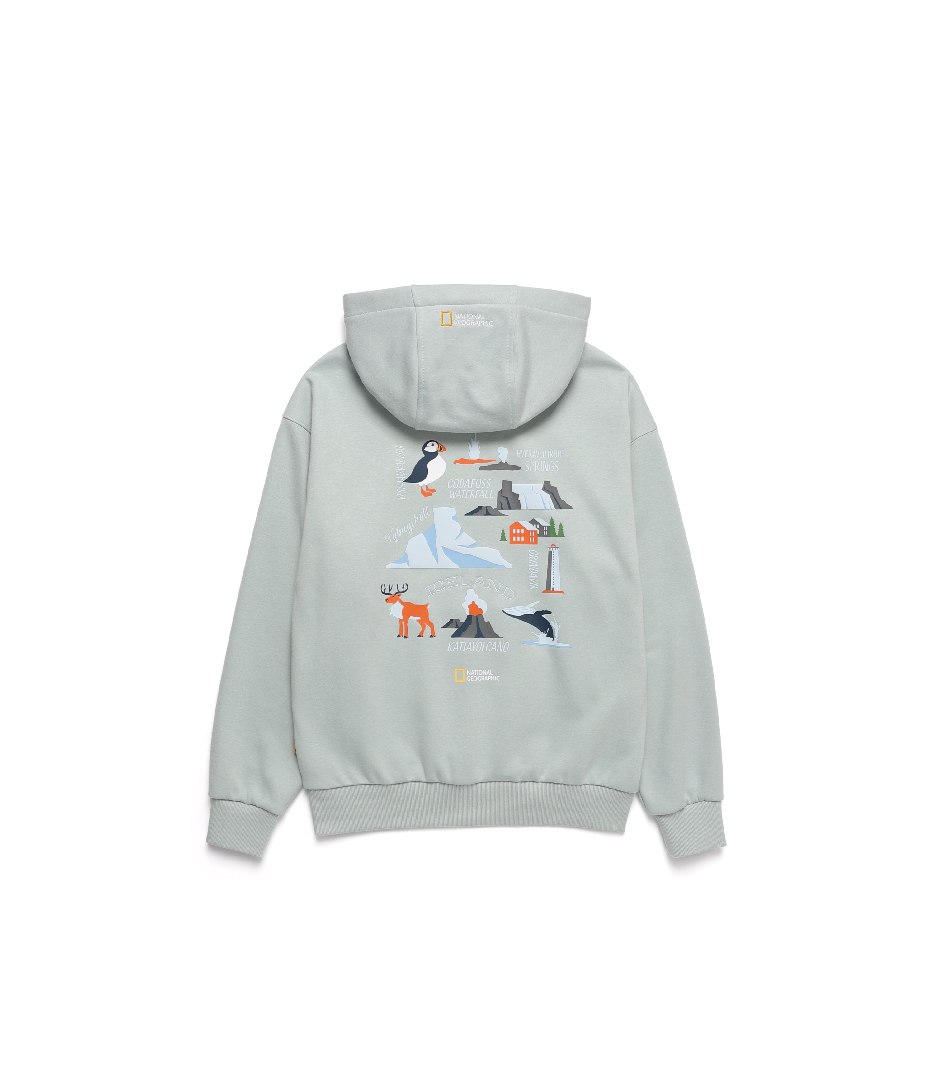 Unisex Scandinavia Concept Graphic Semi-Oversize Hoodie<br>PISTACHIO