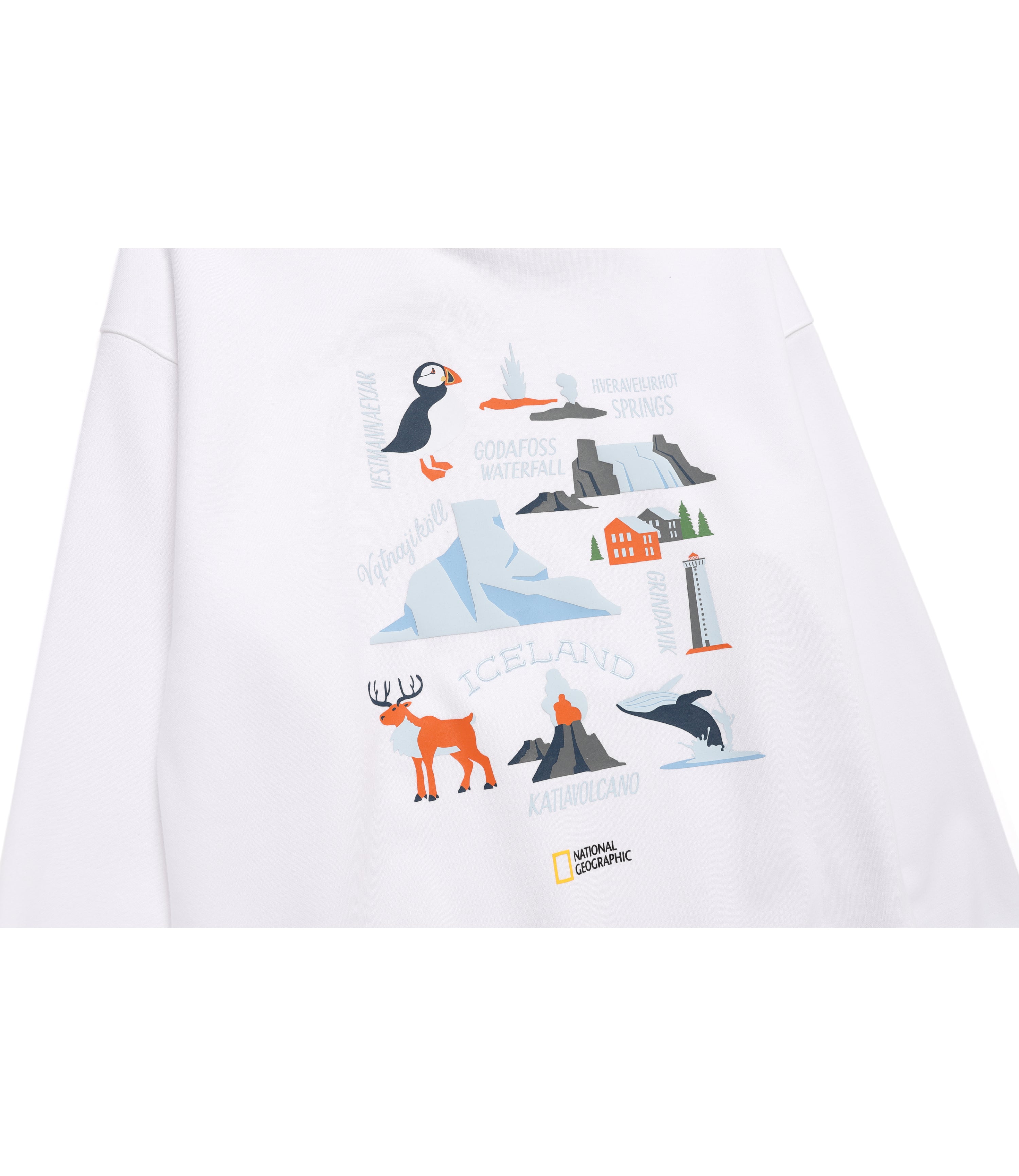 Unisex Scandinavia Concept Graphic Semi-Oversize Hoodie<br>WHITE