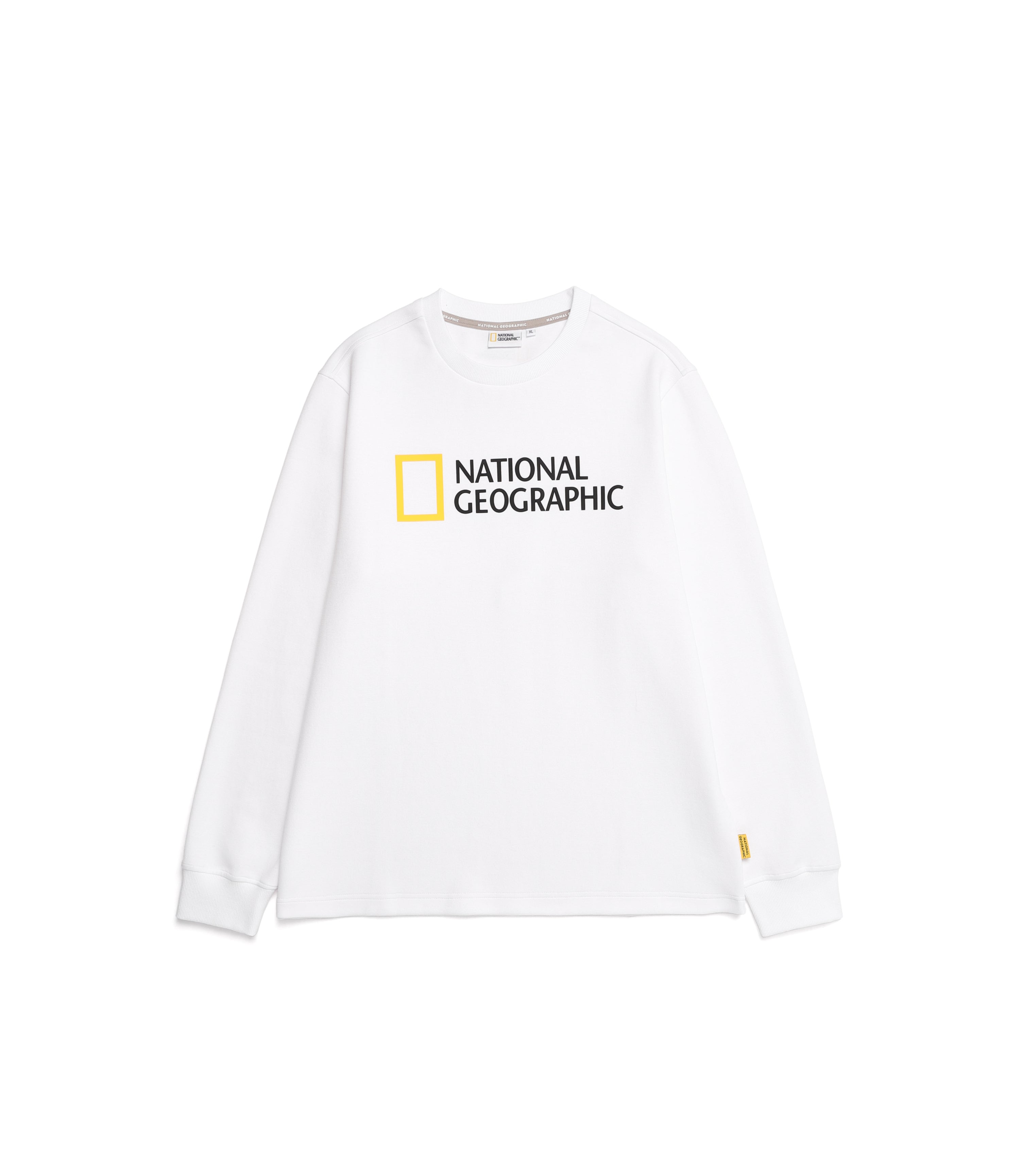 Unisex Big LOGO Long Sleeve Round Neck Tee<br>WHITE