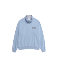 Unisex LONTRA Graphic Semi-Over Fit Half Zip-Up Sweatshirt<br>G/BLUE