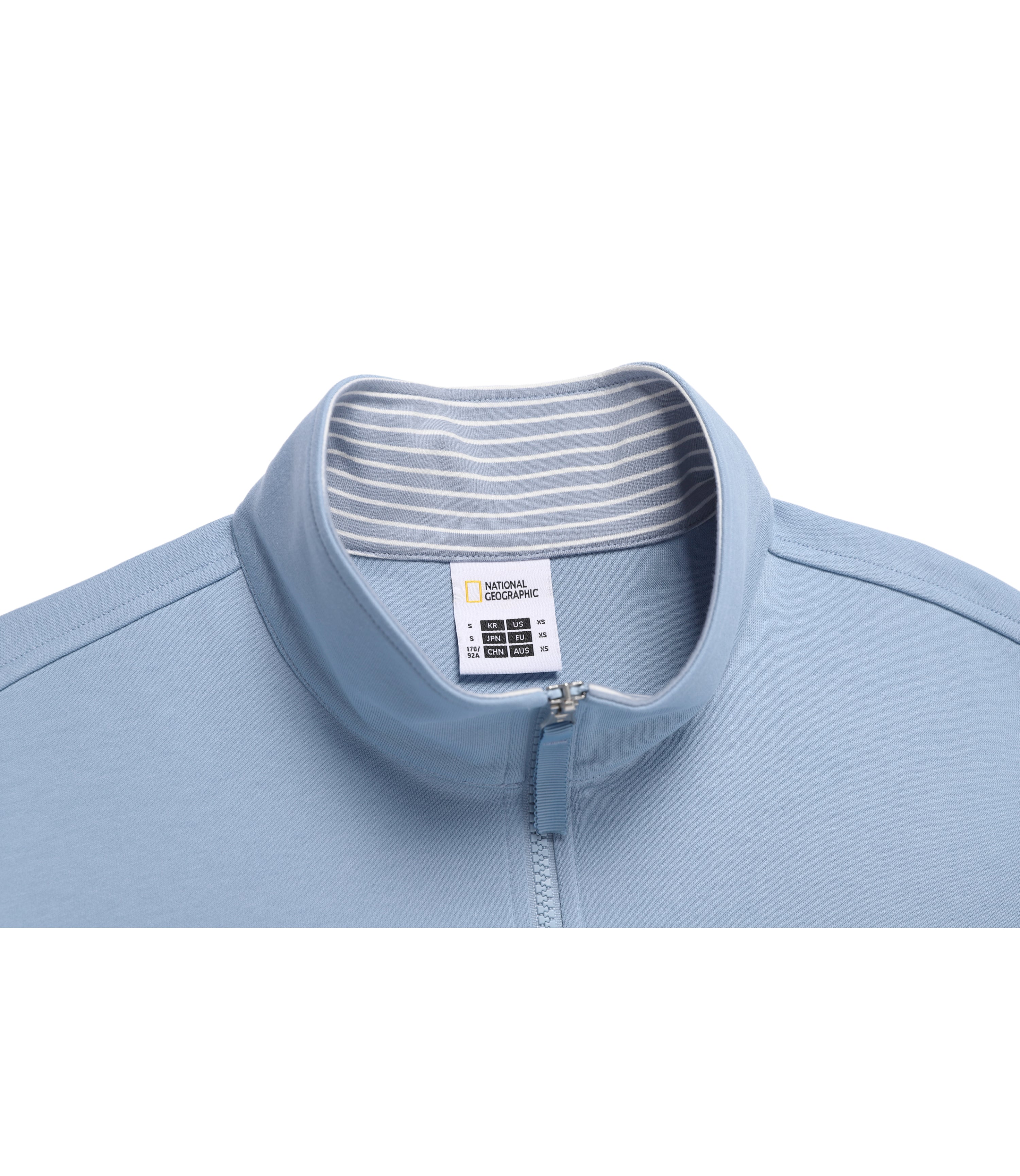 Unisex LONTRA Graphic Semi-Over Fit Half Zip-Up Sweatshirt<br>G/BLUE
