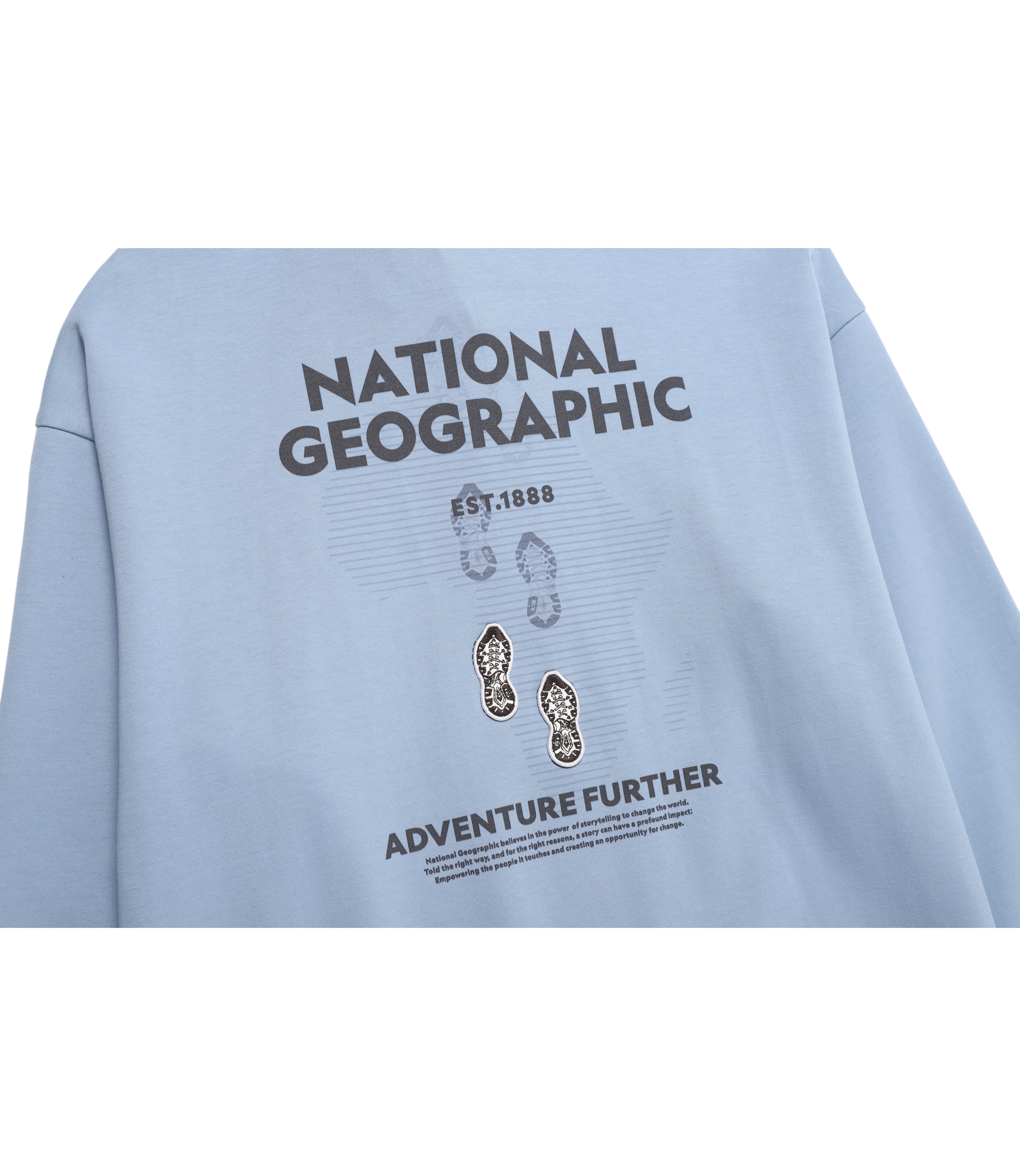 Unisex LONTRA Graphic Semi-Over Fit Half Zip-Up Sweatshirt<br>G/BLUE