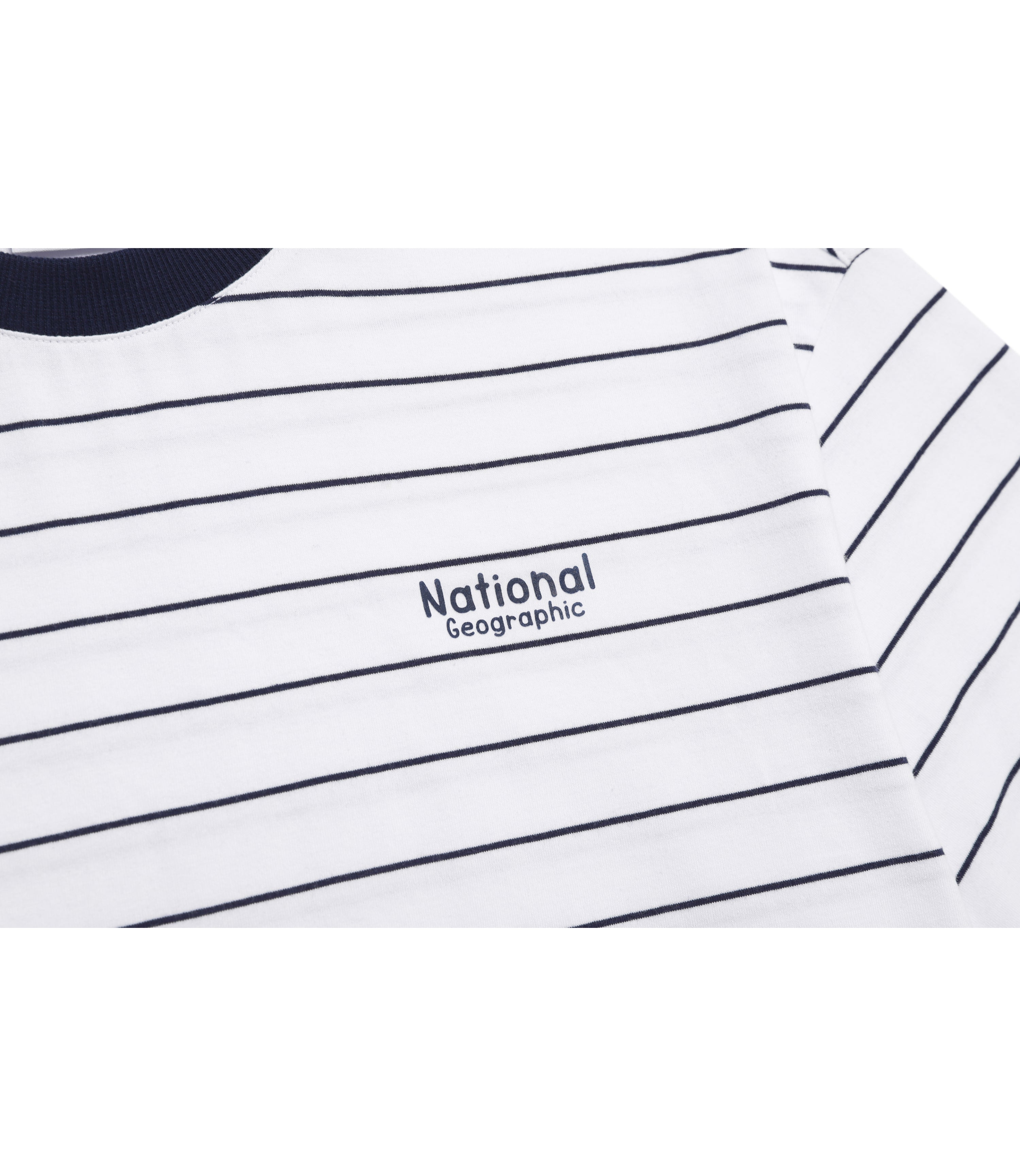 Unisex Stripe Semi-Overfit Short Sleeve Tee<br>NAVY