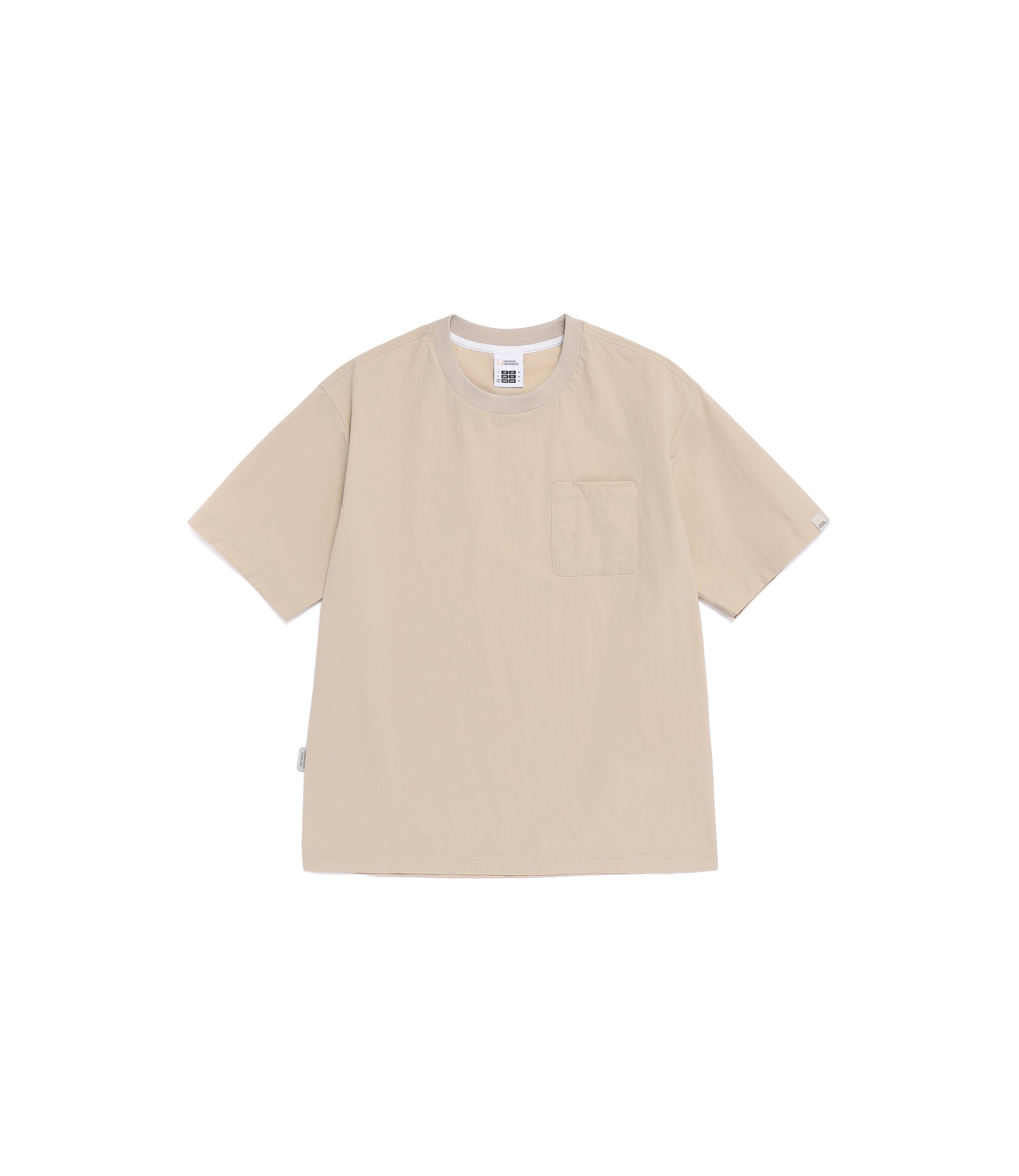 Unisex Freeze Stretch Semi-Overfit Pocket Short Sleeve Tee<br>L/BEIGE