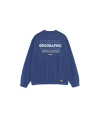 Unisex LONTRA Lettering Graphic Semi-Over Fit Sweatshirt<br>DARK BLUE