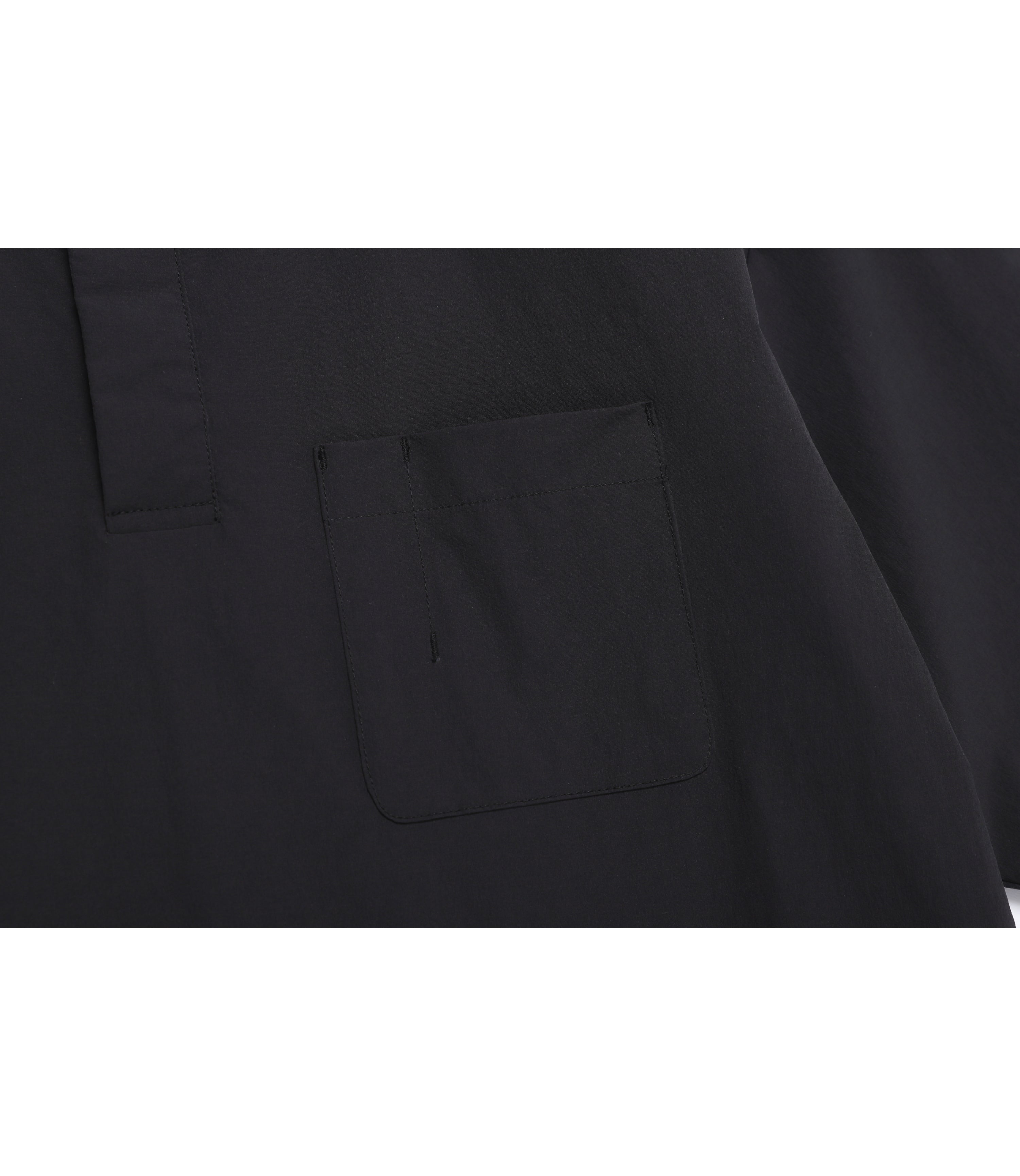 Unisex Freeze Stretch Semi-Overfit Short Sleeve Collar Tee<br>BLACK