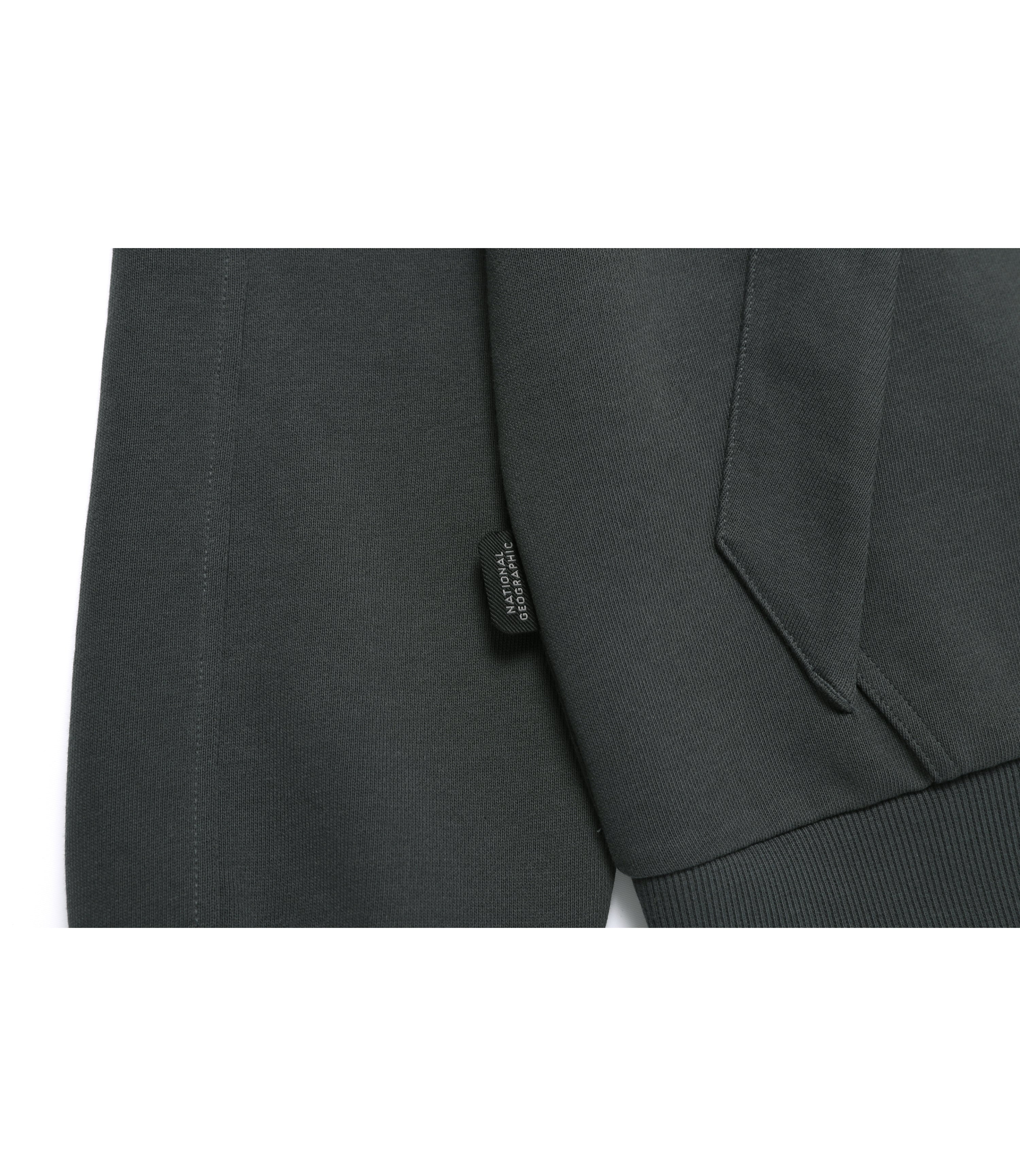 Unisex SOULION Sleeve Pocket Full Zip-Up Hoodie<br>GREY