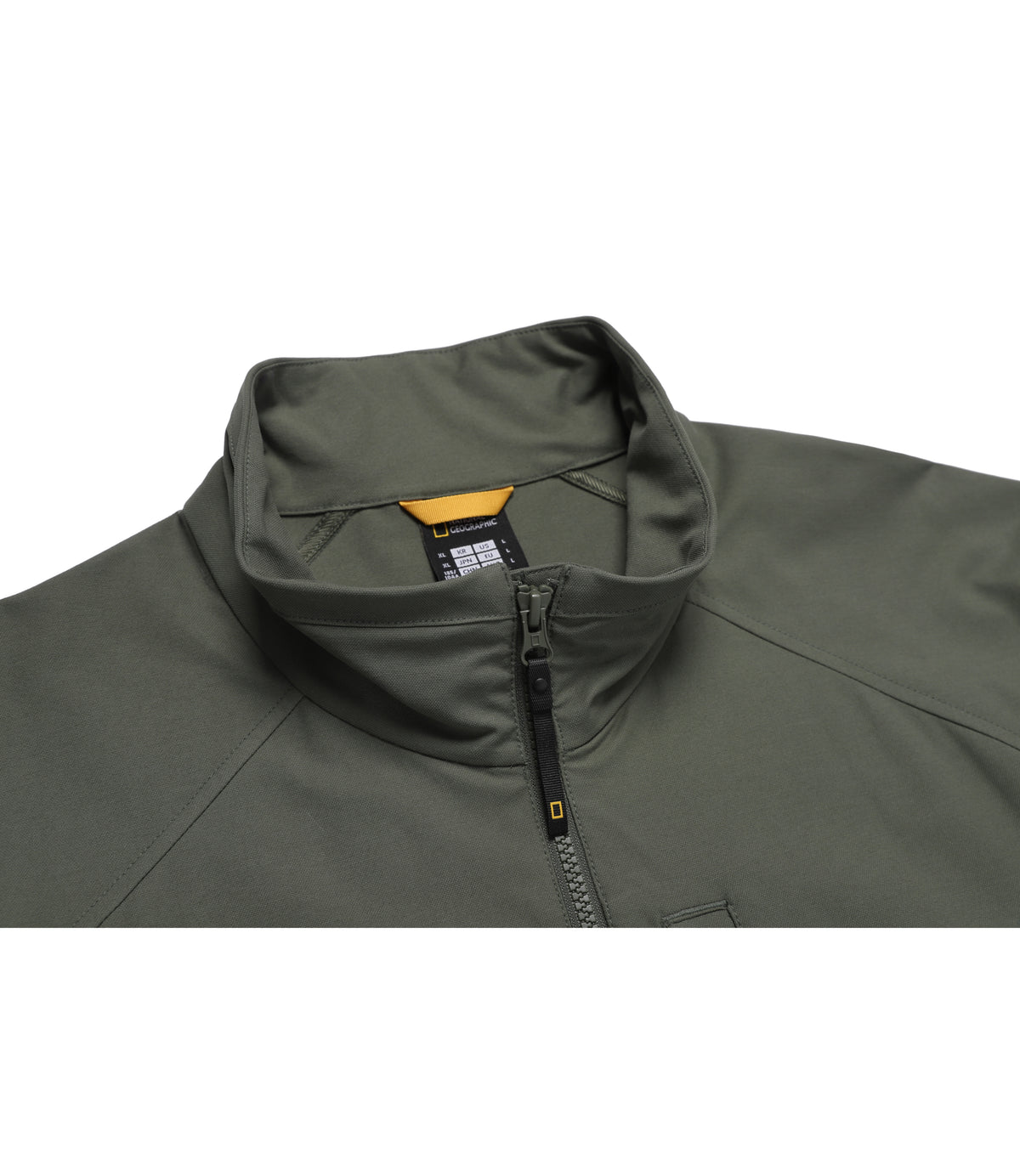 Unisex Cotton-Touch Woven Stretch Semi-Overfit Stand-Neck Jacket<br>OLIVE GREEN
