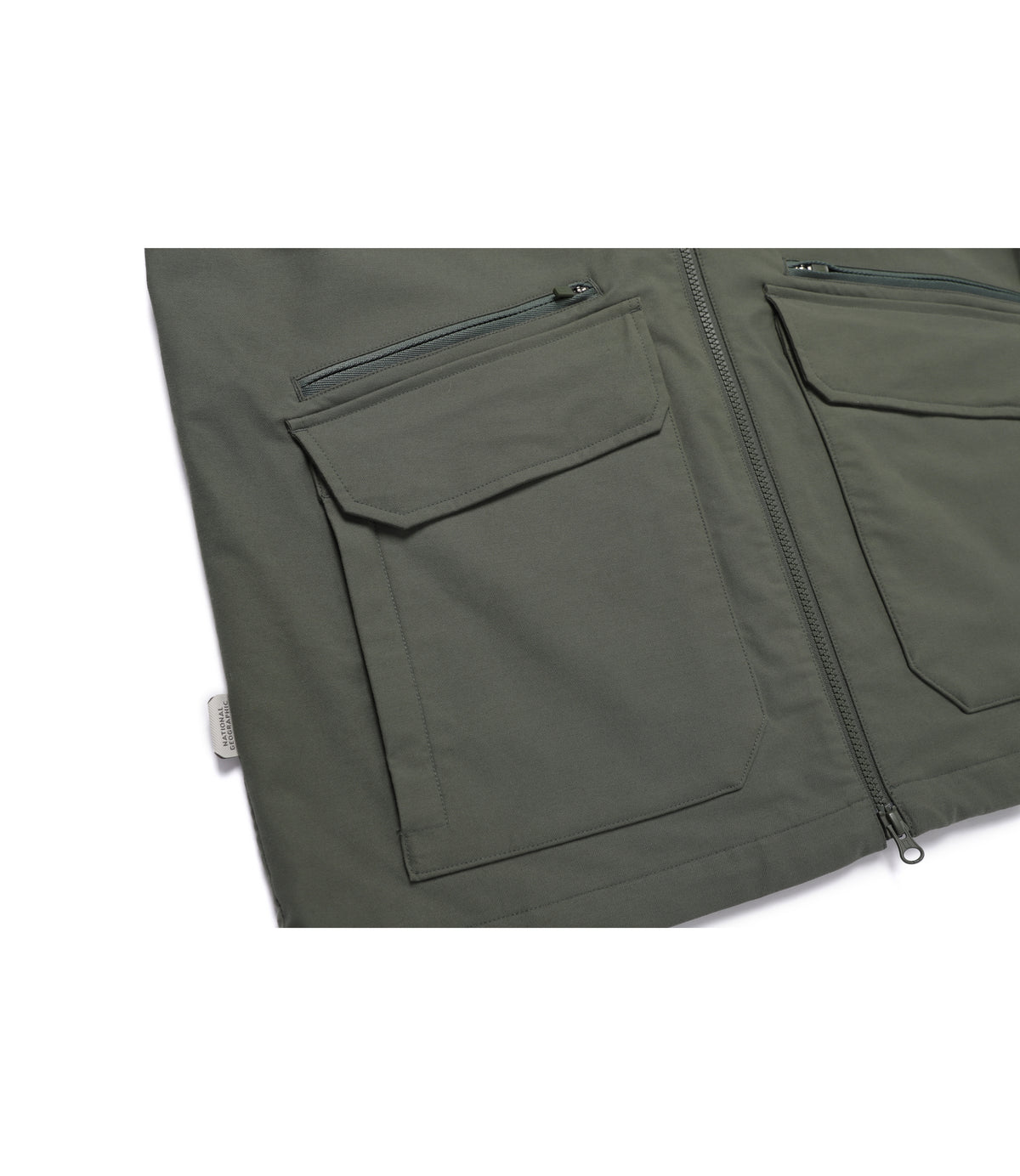 Unisex Cotton-Touch Woven Stretch Semi-Overfit Stand-Neck Jacket<br>OLIVE GREEN
