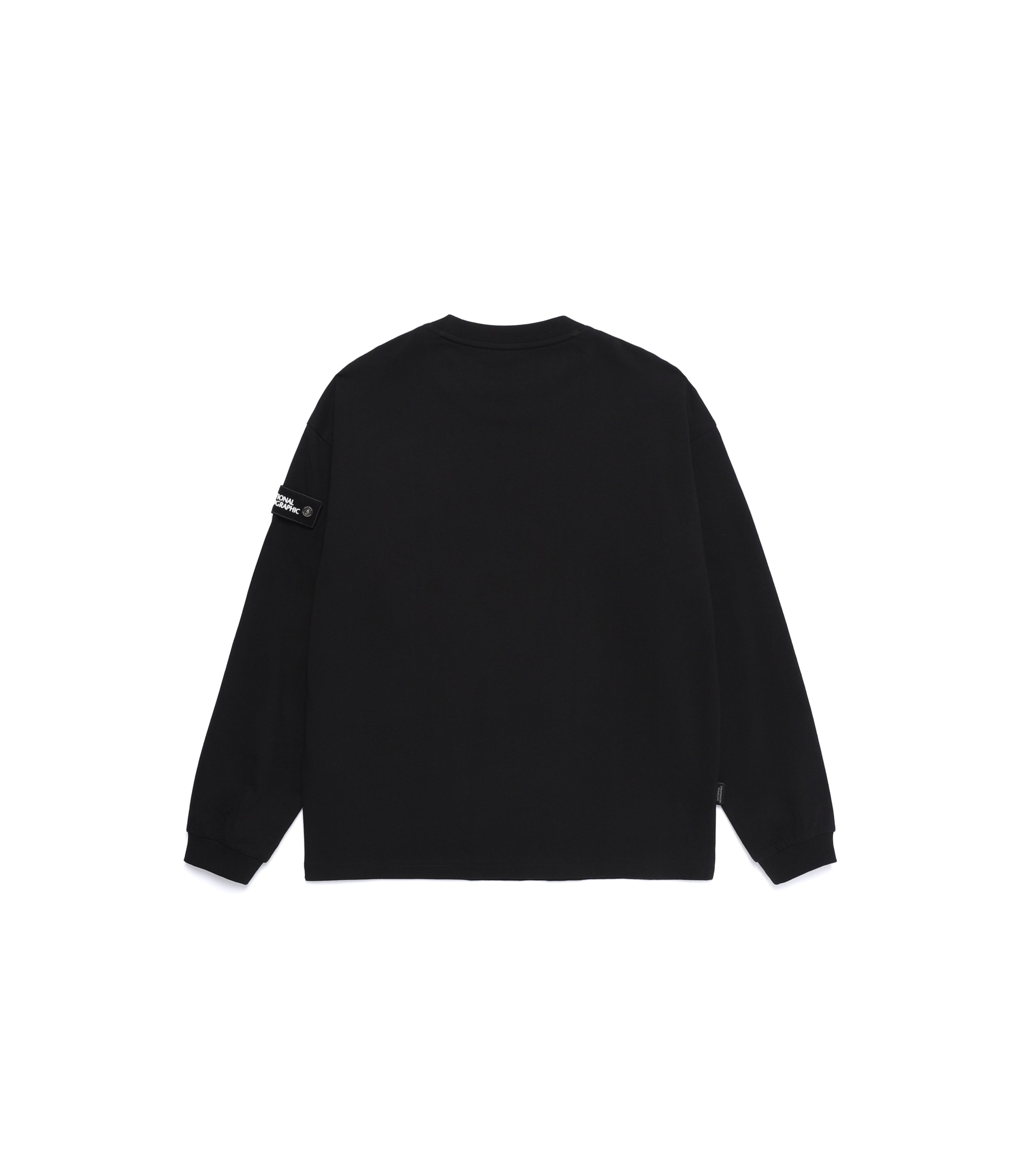 [Online Exclusive] Unisex Semi-Over Fit Long Sleeve Tee<br>BLACK