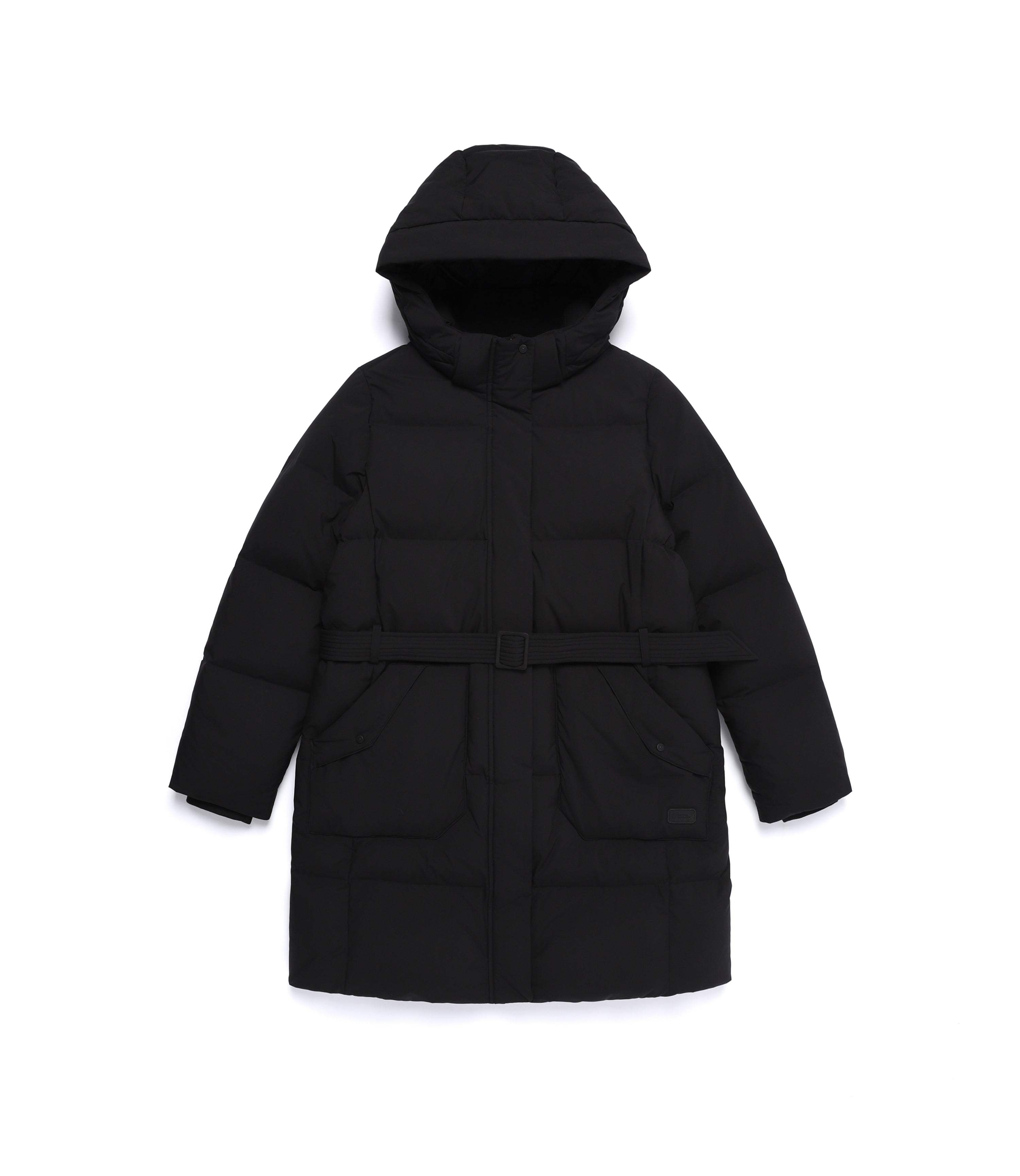 Women's Mid-Length Detachable Hooded Goose Down Jumper<br>BLACK