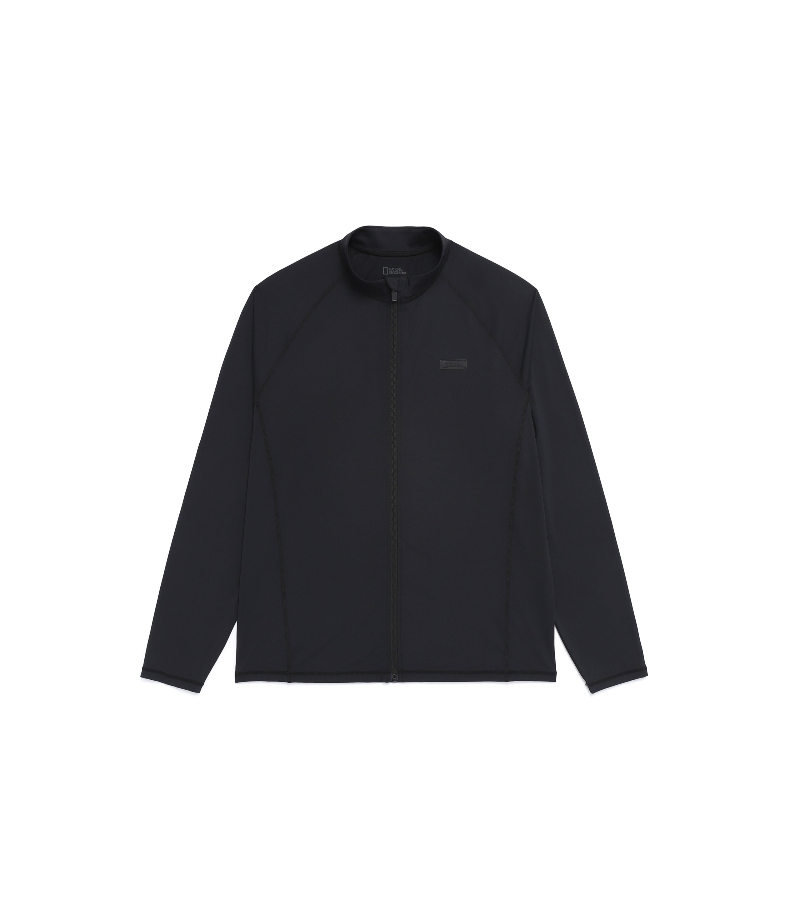 Men's High Summer Basic Zip-Up Rash Guard<br>BLACK