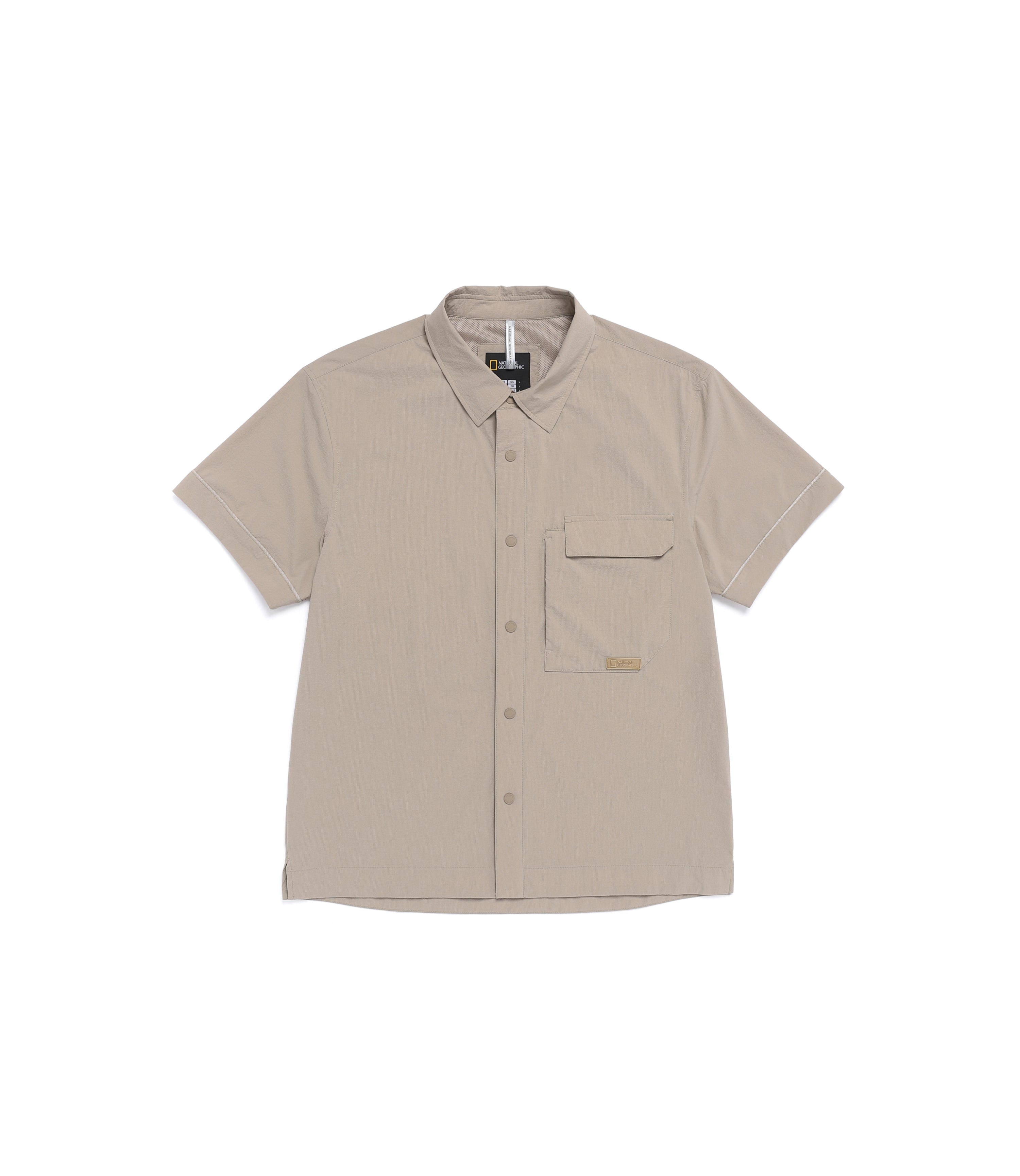 Mens Air Seersucker Short Sleeve Shirt<br>OAK BEIGE