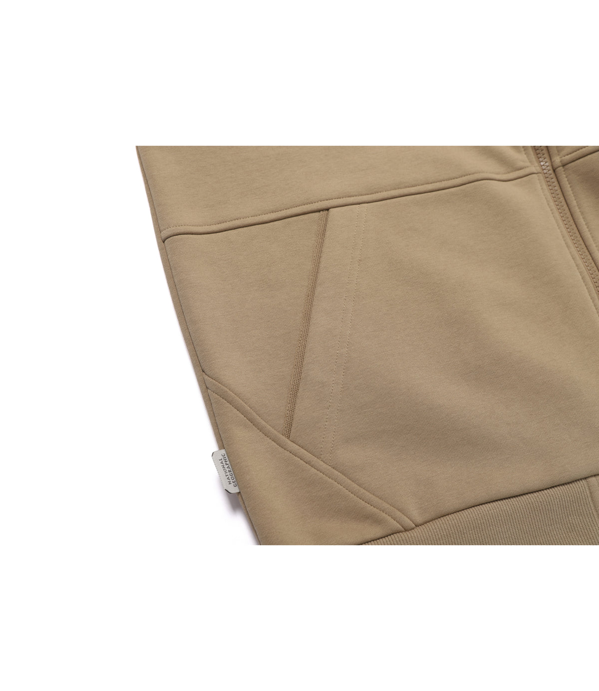 Unisex Soulion Sleeve Pocket Basic-Fit Hooded Full Zip-Up<br>NEW BEIGE