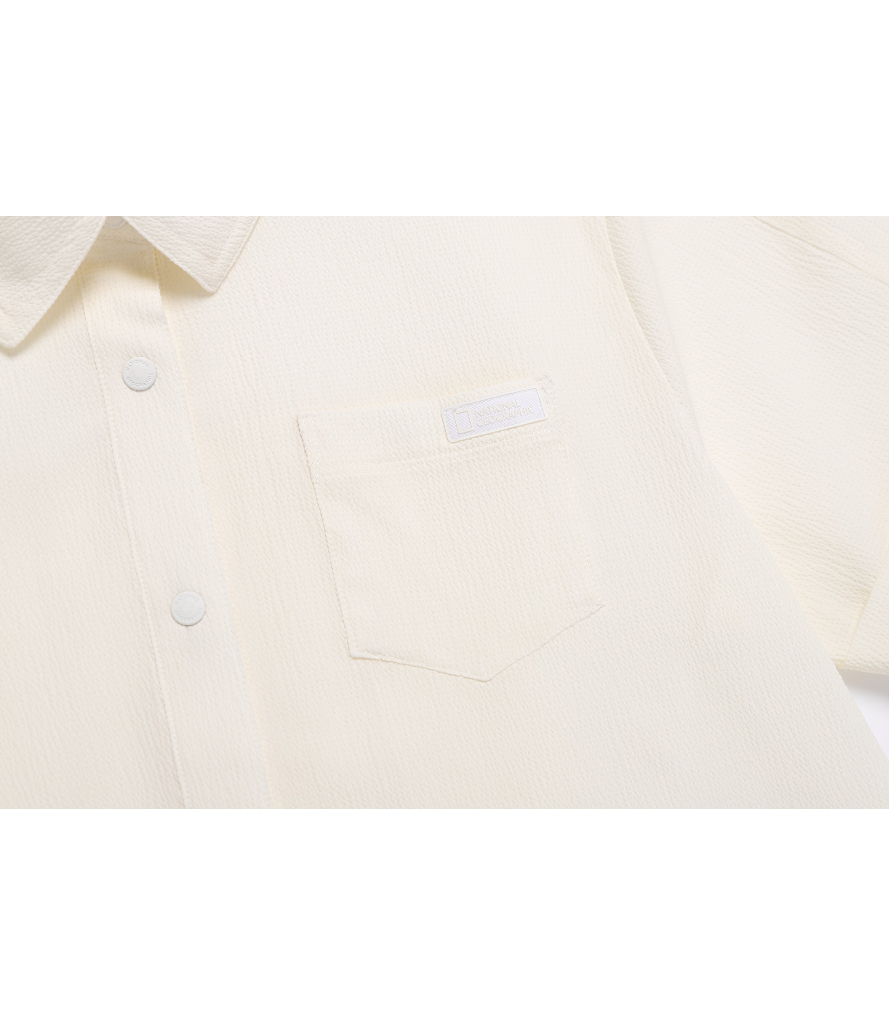 Womens Air Seersucker Semi-Overfit Short Sleeve Shirt<br>O/WHITE