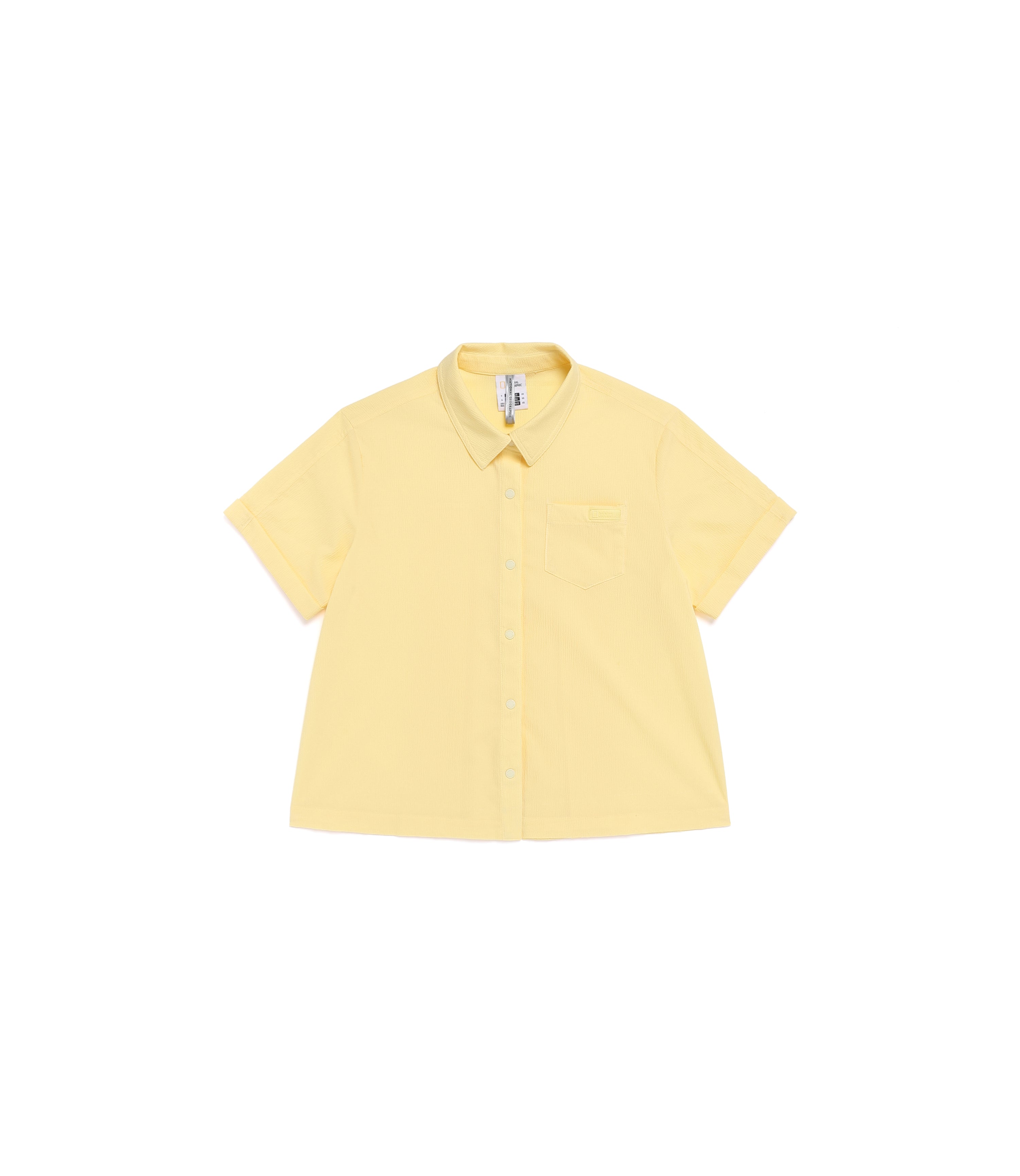 Women's Air Seersucker Semi-Overfit Short Sleeve Shirt<br>PALE YELLOW