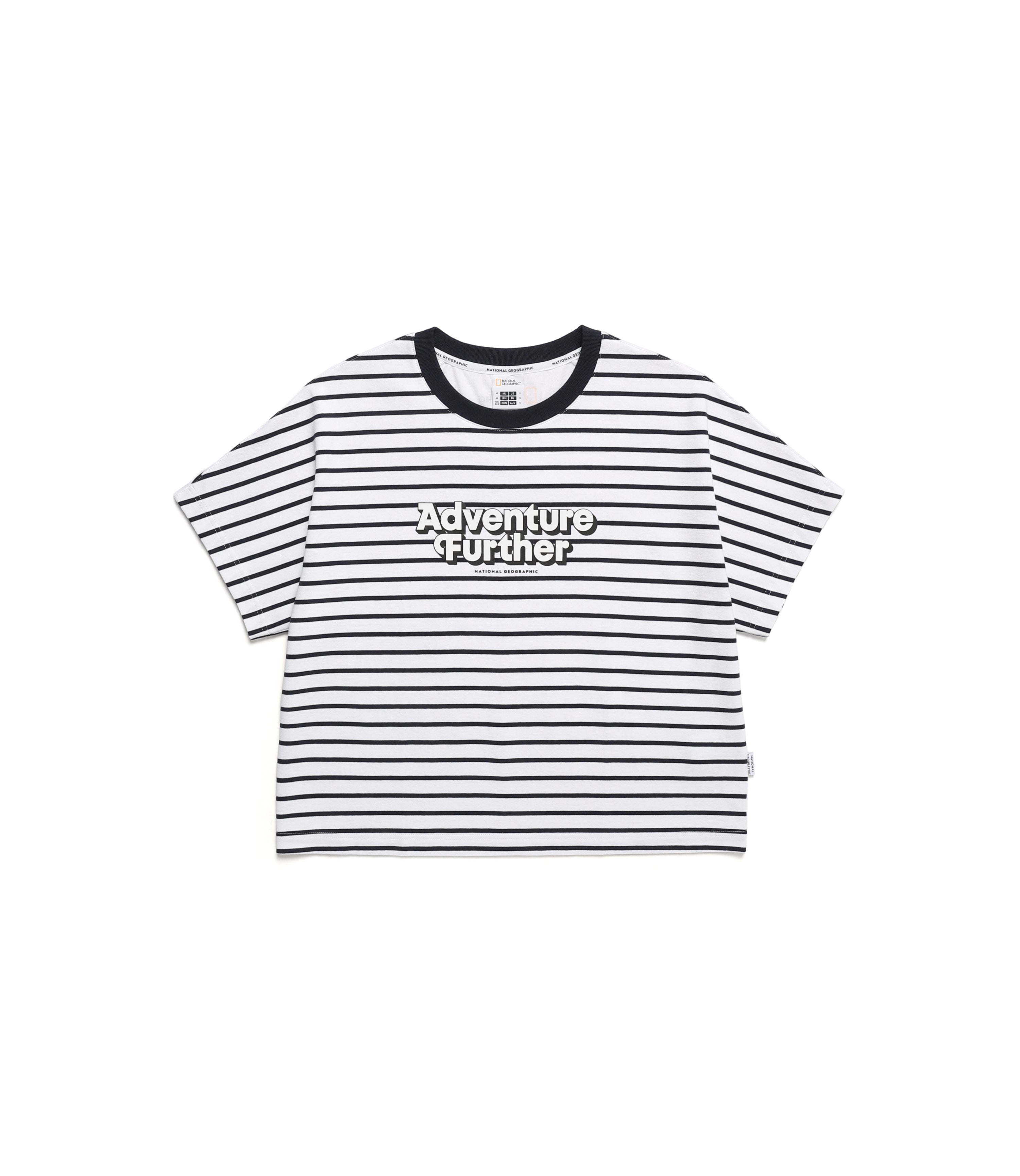 Women's Striped Lettering Short Sleeve Tee<br>WHITE