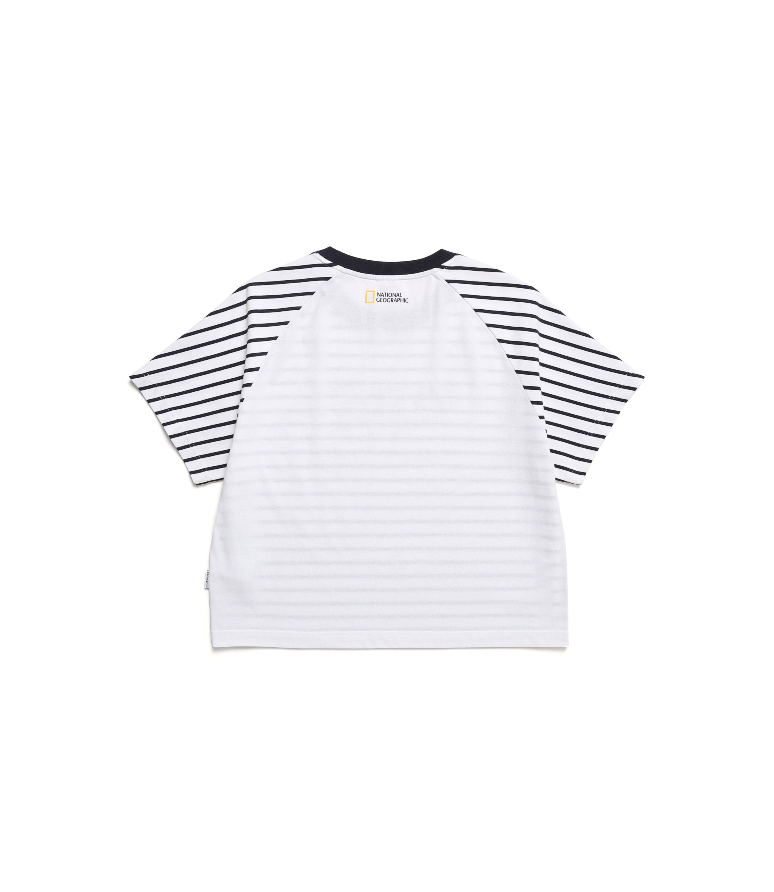 Women's Striped Lettering Short Sleeve Tee<br>WHITE