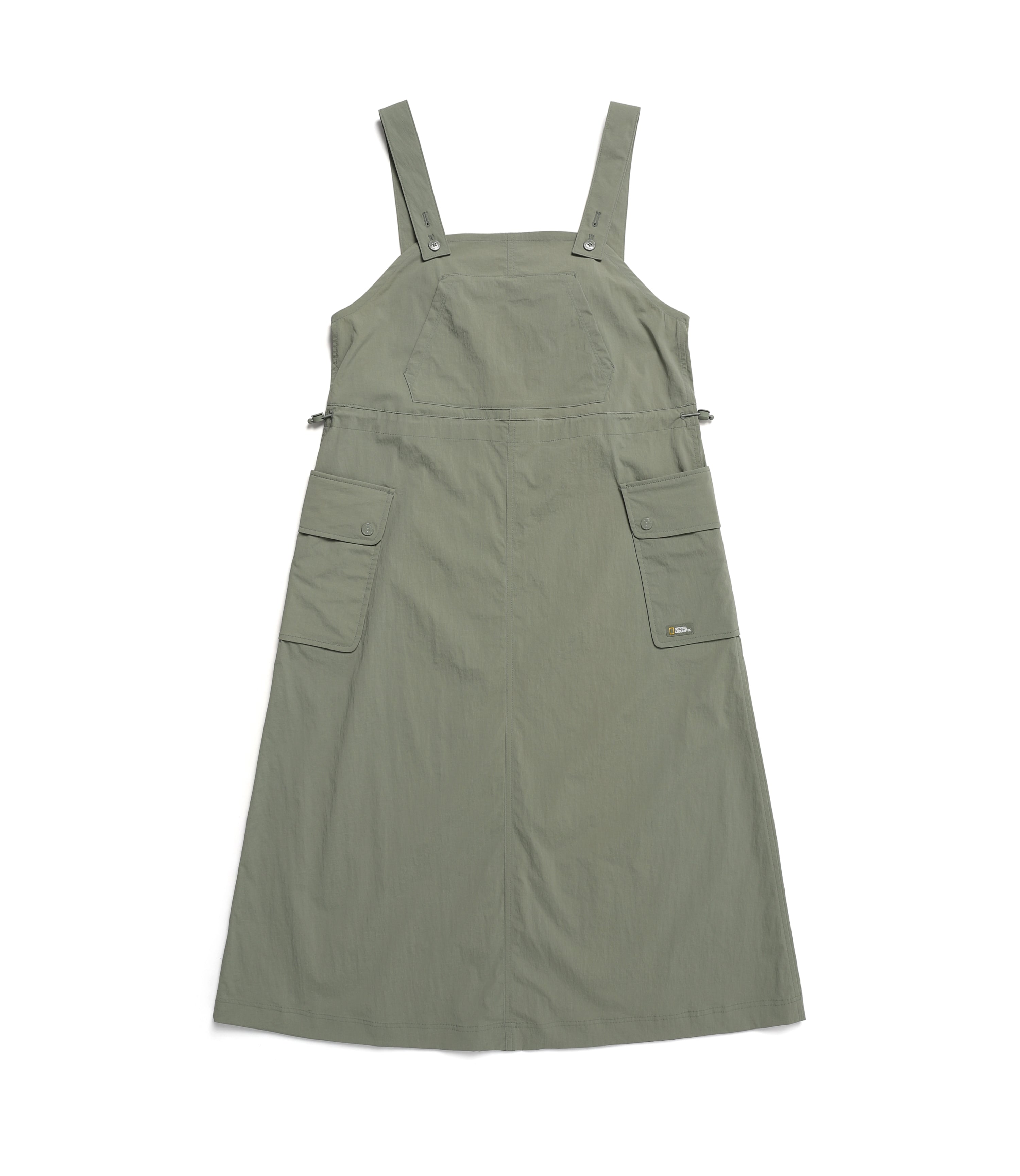 Women’s CYGNUS Woven Stretch Overall Dress<br>LICHEN KHAKI