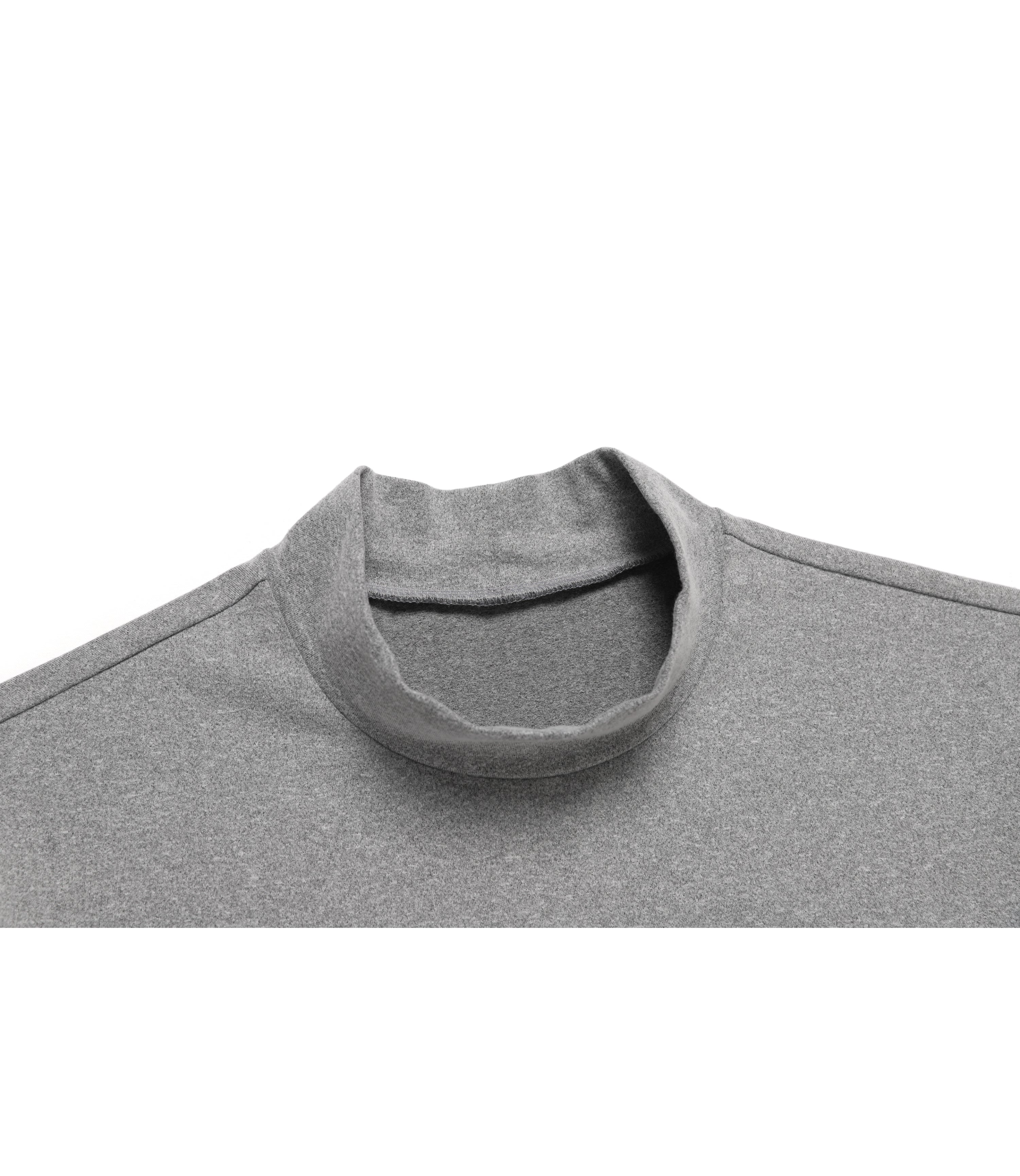 Unisex Basic Half Neck Long Sleeve Tee<br>MID GREY