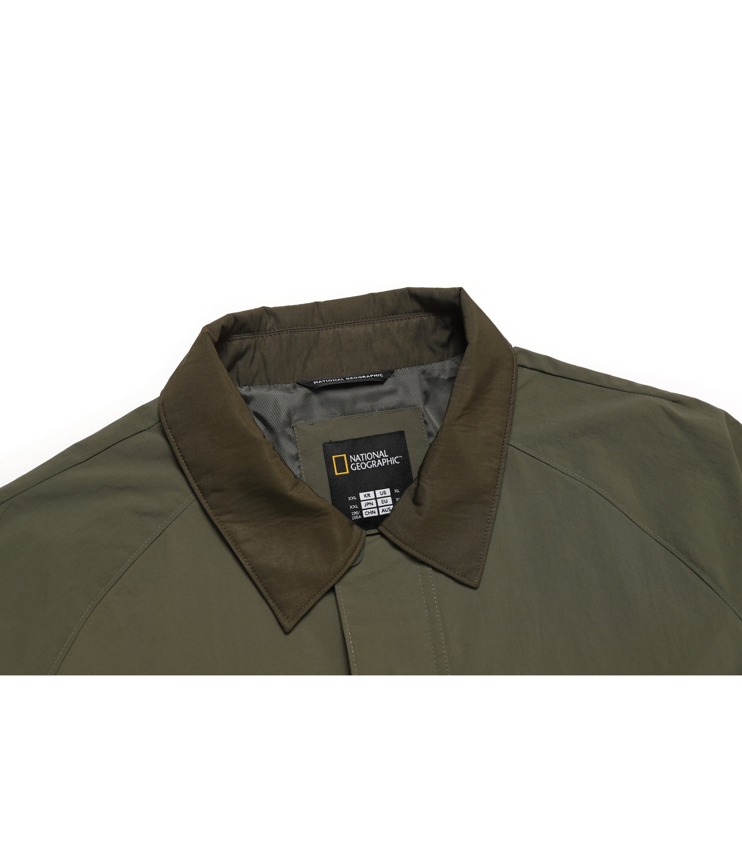 Men's Colored Collar Out-Pocket Wind Jacket<br>KHAKI