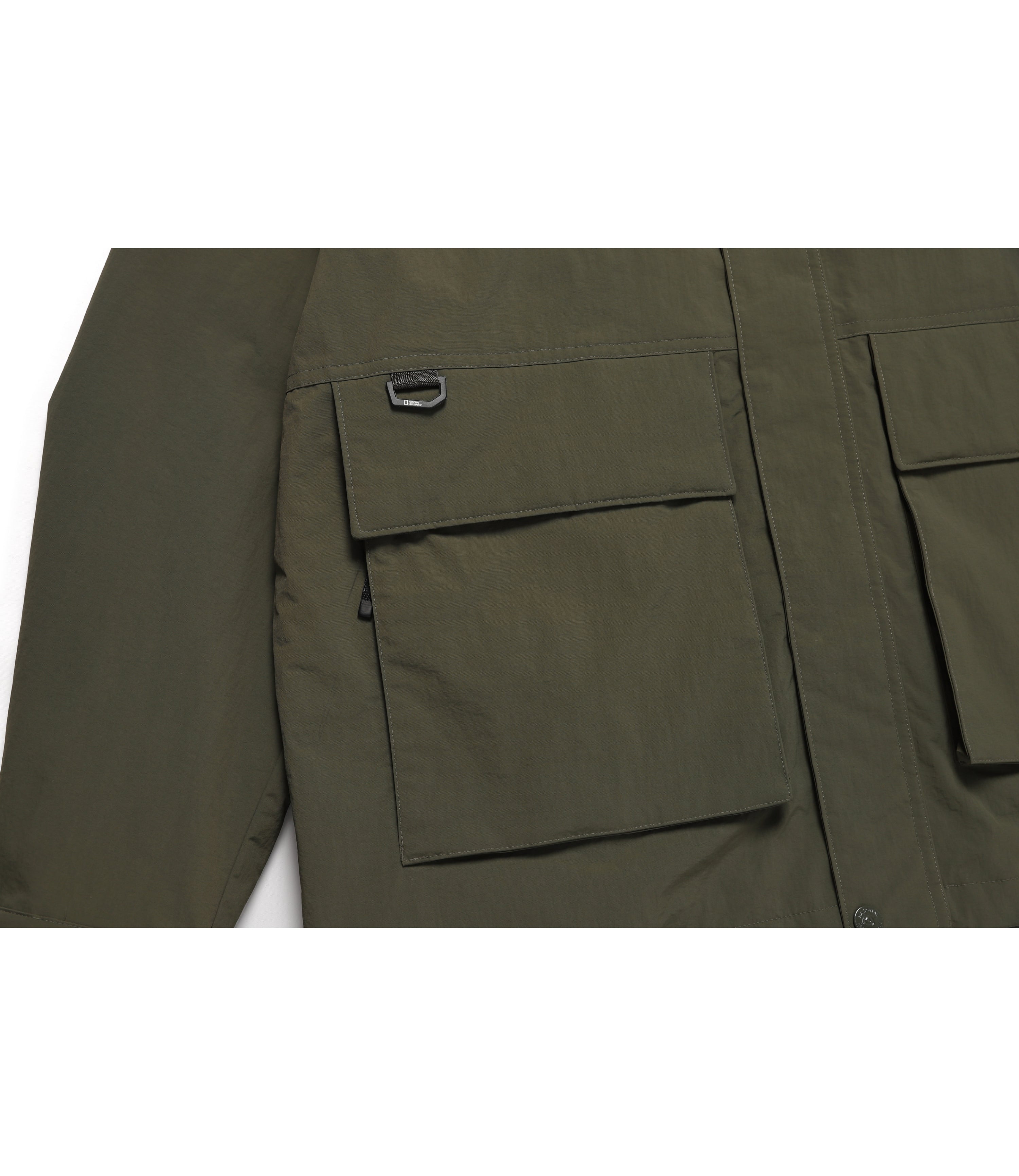 Men's Colored Collar Out-Pocket Wind Jacket<br>KHAKI