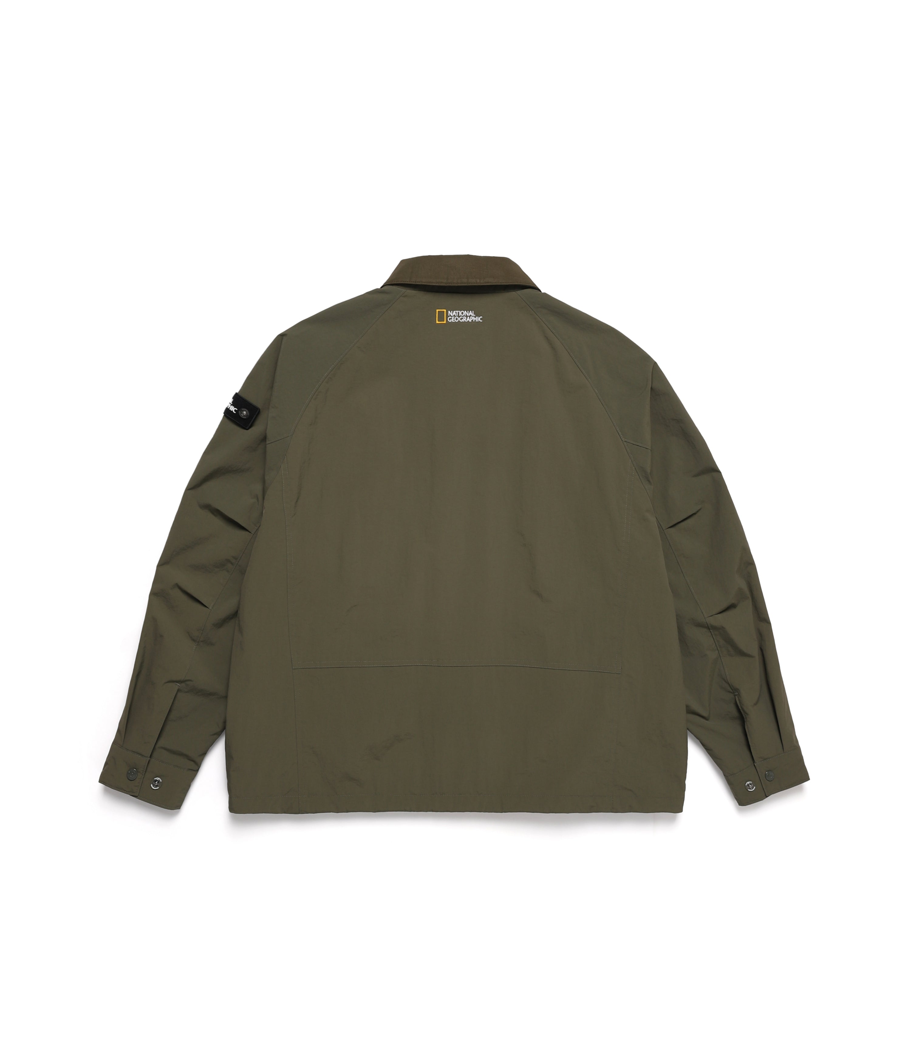 Men's Colored Collar Out-Pocket Wind Jacket<br>KHAKI