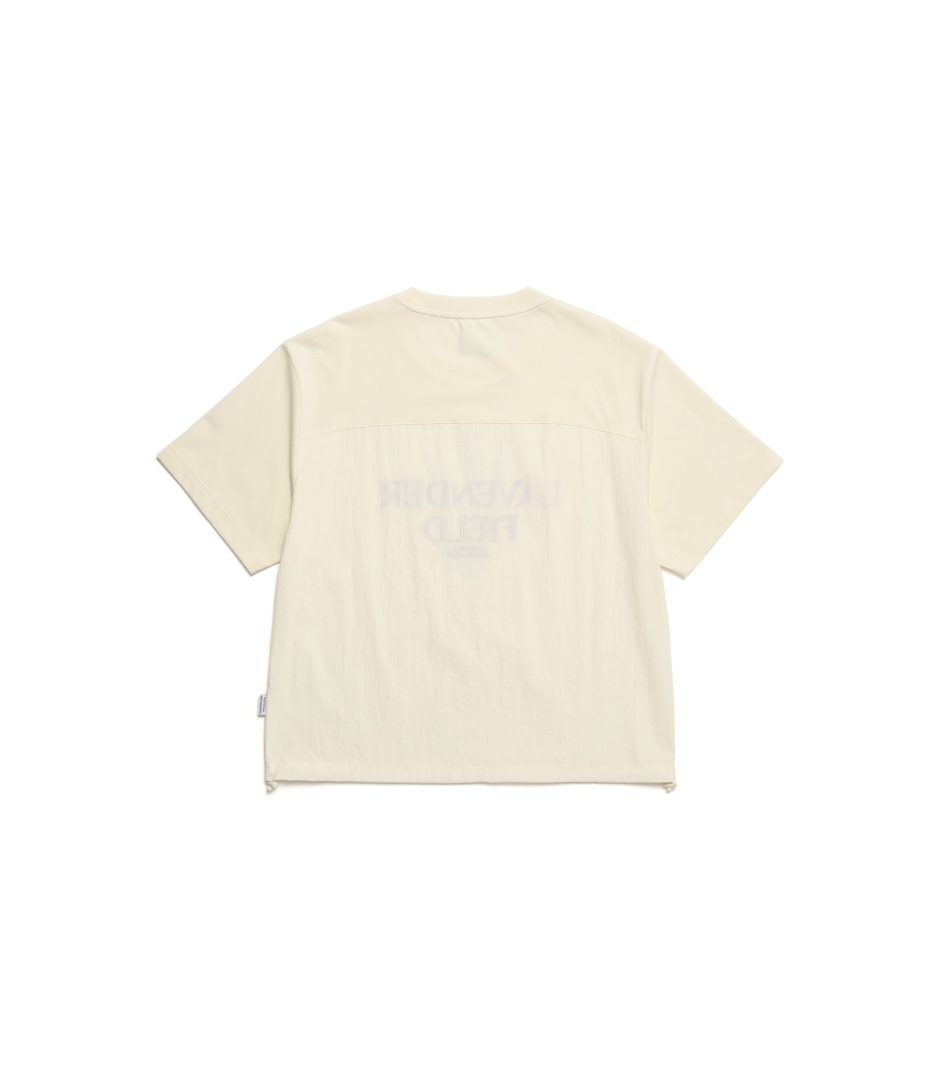 Women's Woven Graphic Short Sleeve Tee<br>CRYSTAL BEIGE