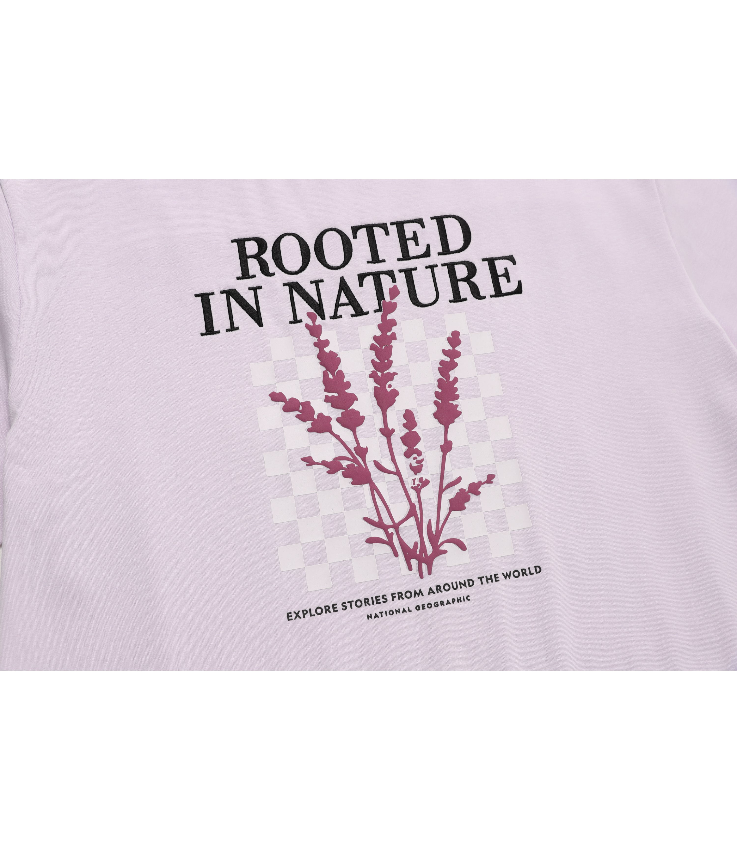 Women’s Woven Graphic Short Sleeve Tee<br>LAVENDER