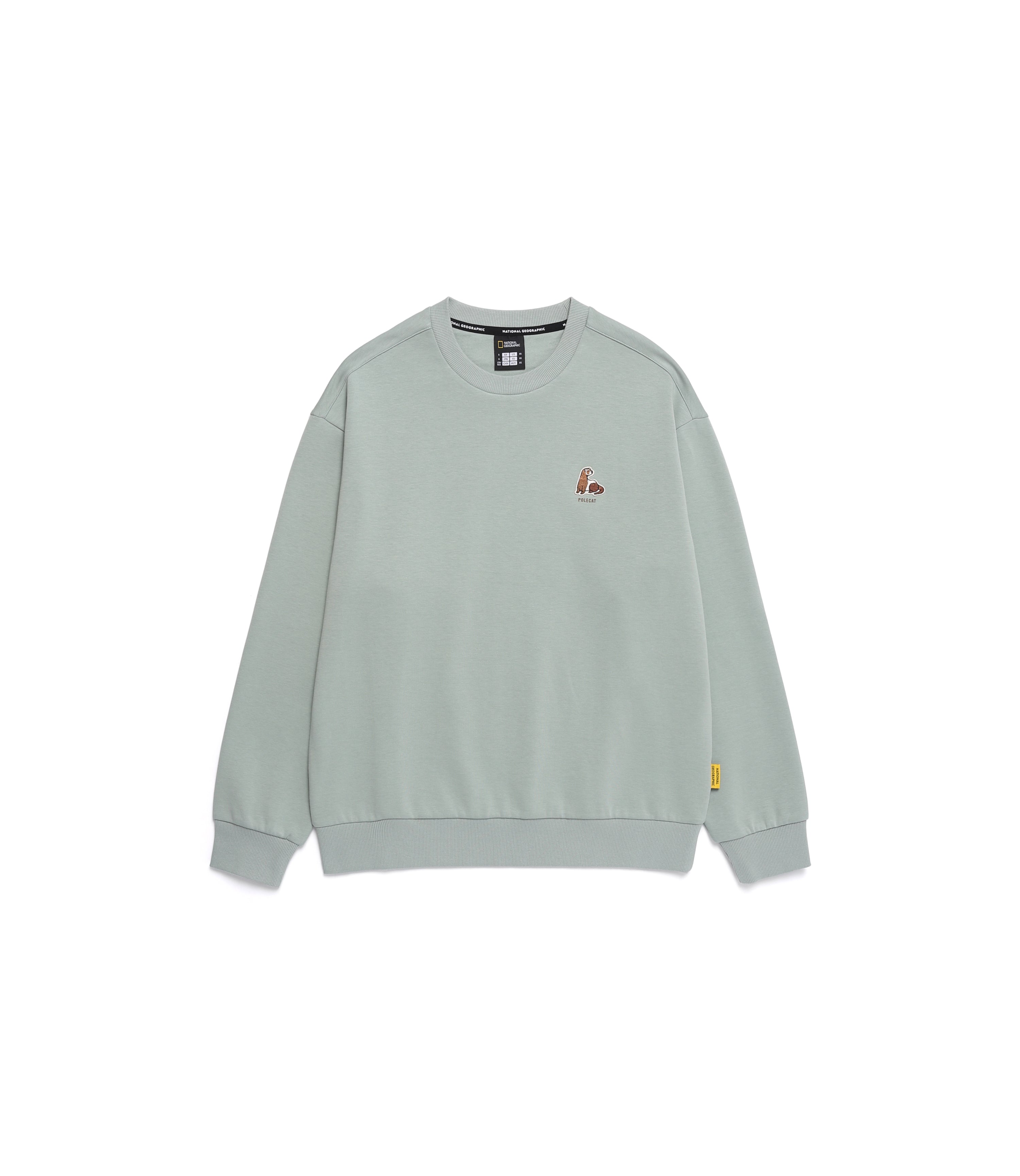 Unisex Animal Wappen Semi Over Fit Sweatshirt<br>KHAKI GREEN