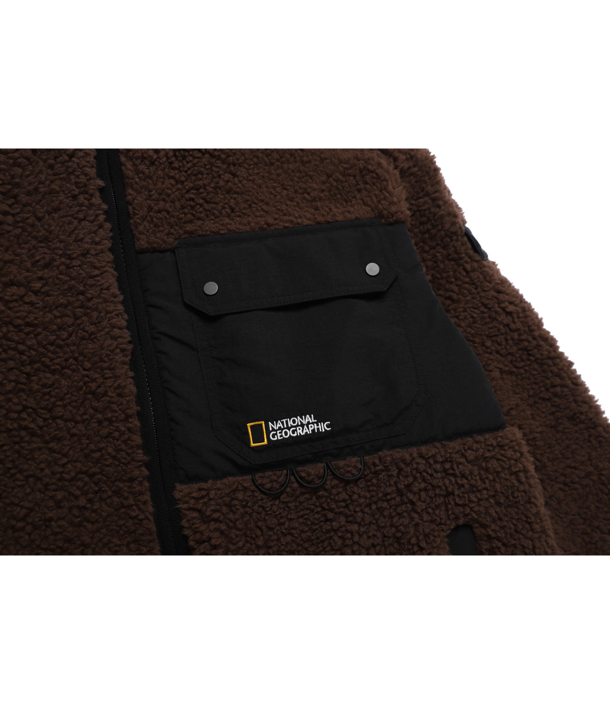 Unisex NRN Sherpa Pocket Color-Block Hooded Jacket<br>CHOCOLATE BROWN