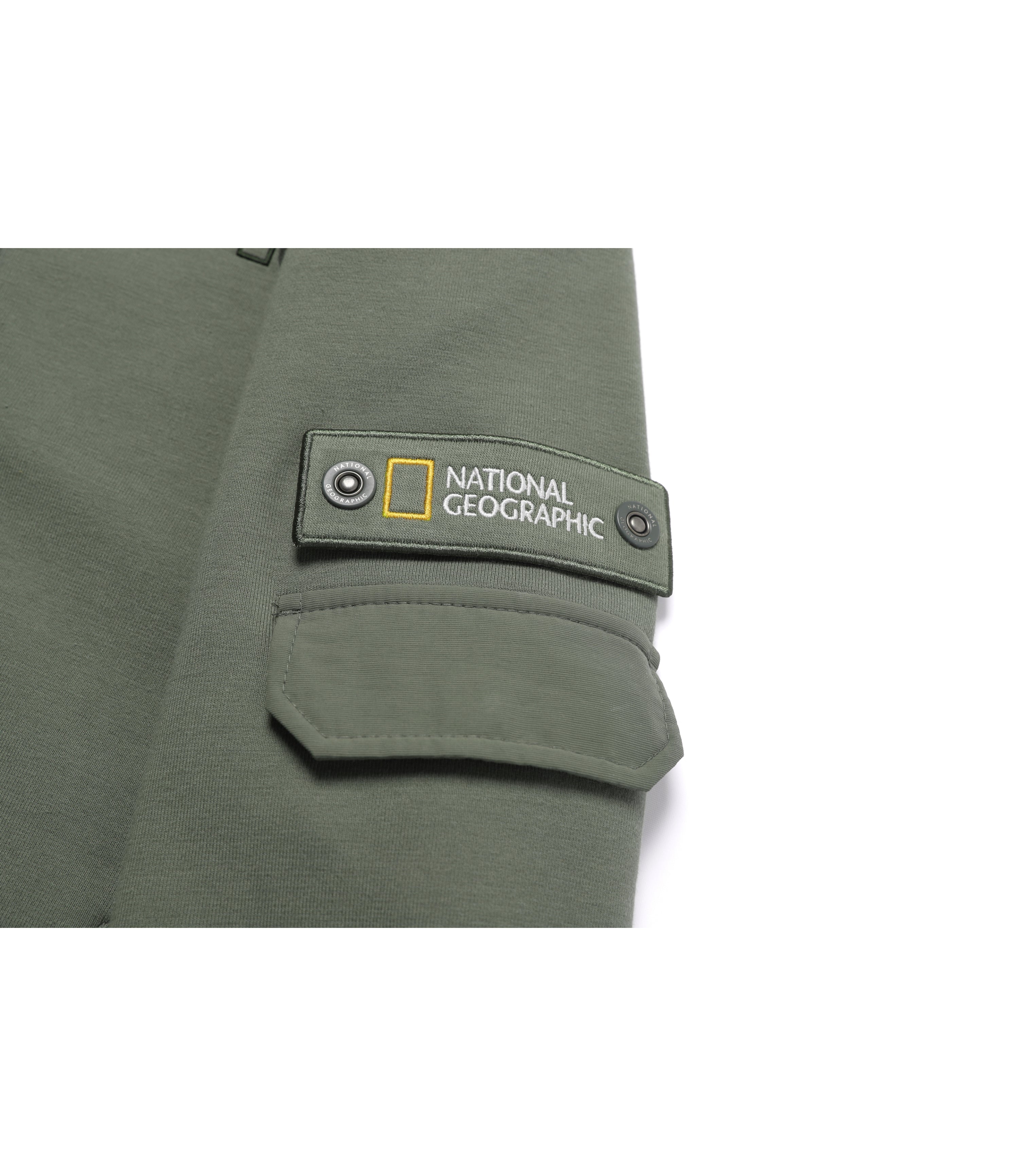 Unisex MARGAY Sleeve Pocket Full Zip-Up Hoodie<br>MILITARY KHAKI