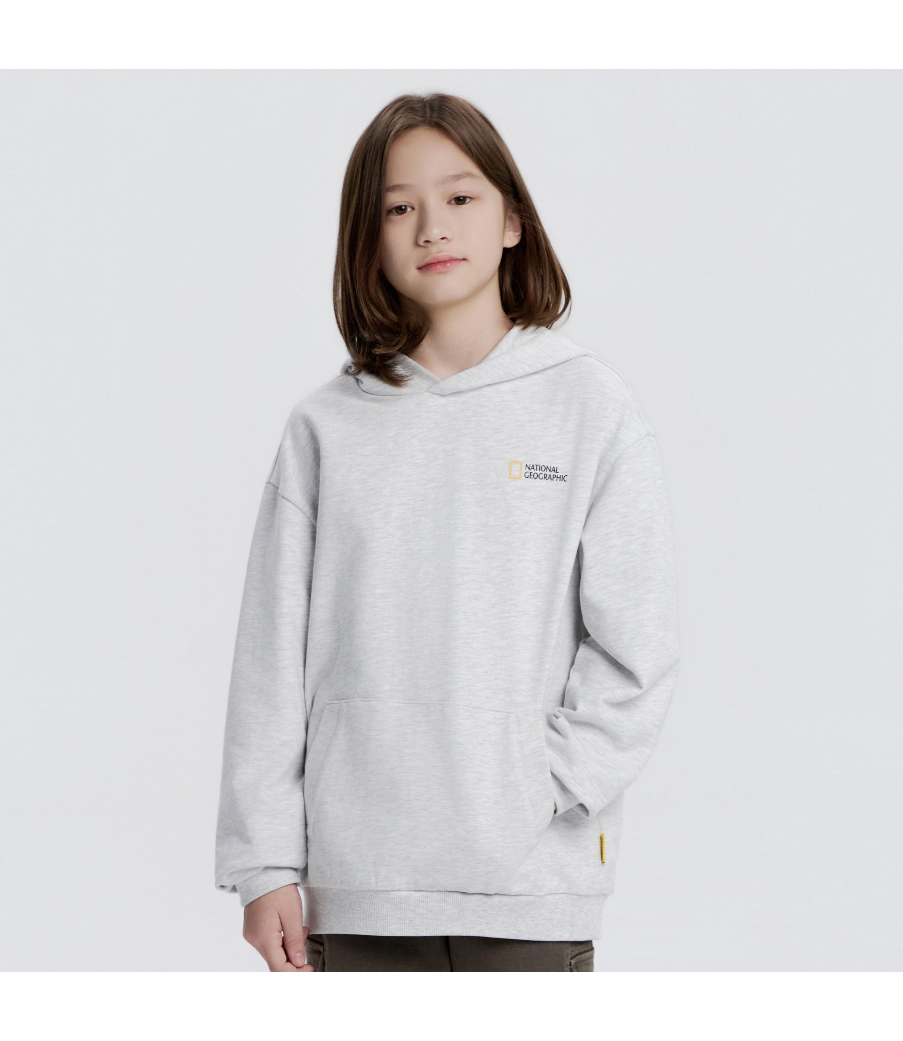 Kid's Seasonal Back Graphic Hoodie (Brushed)<br>WHITE MELANGE
