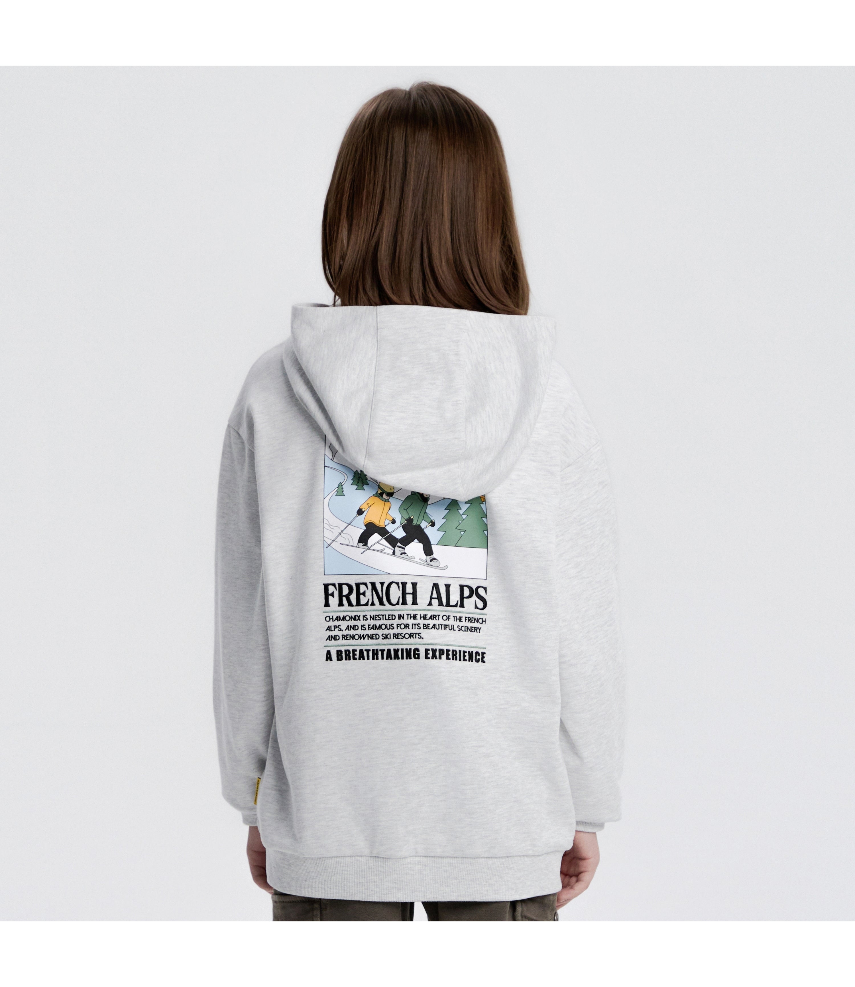 Kid's Seasonal Back Graphic Hoodie (Brushed)<br>WHITE MELANGE