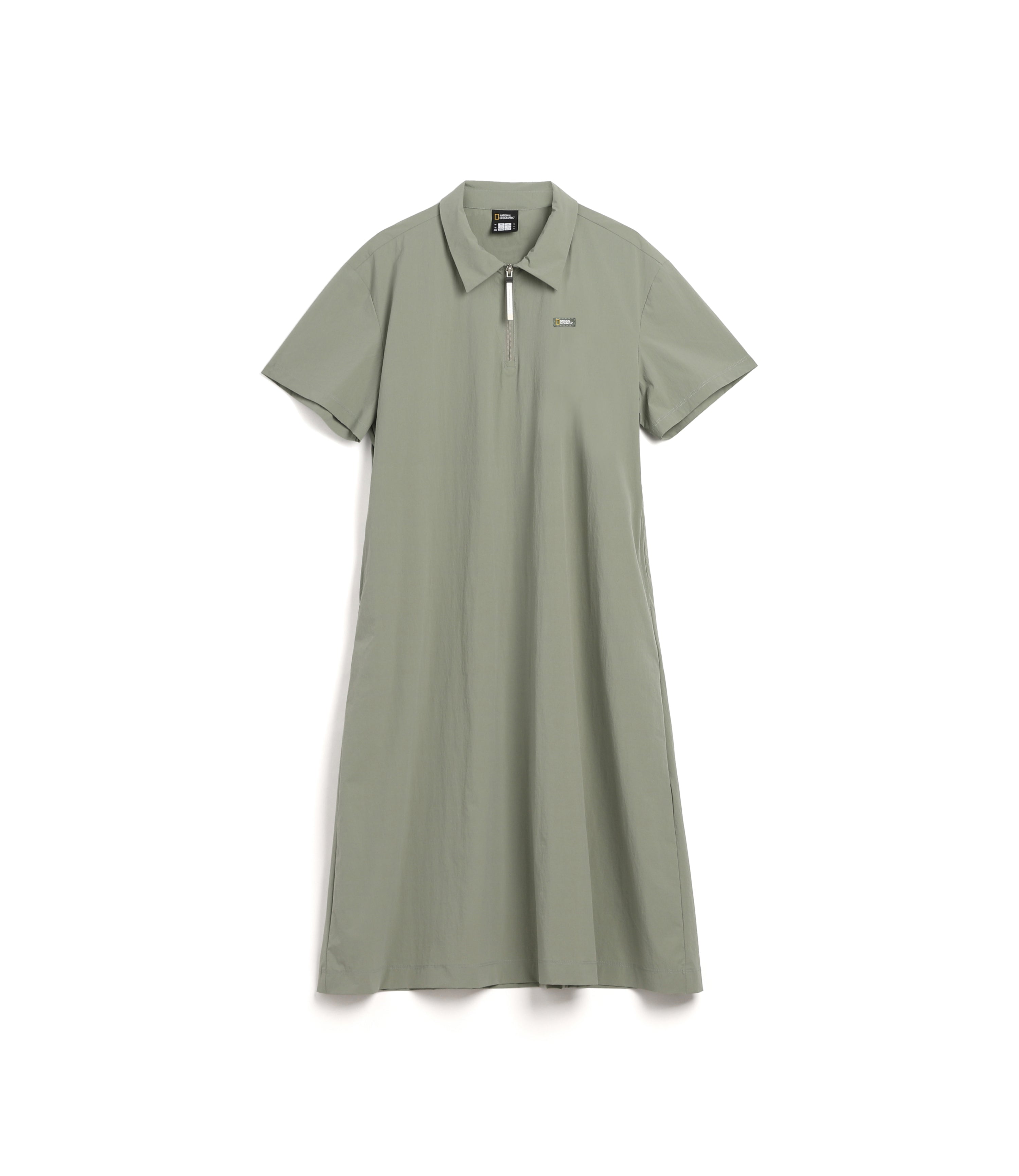 Women’s ADELIE Lightweight Woven Stretch Collar Dress<br>LICHEN KHAKI