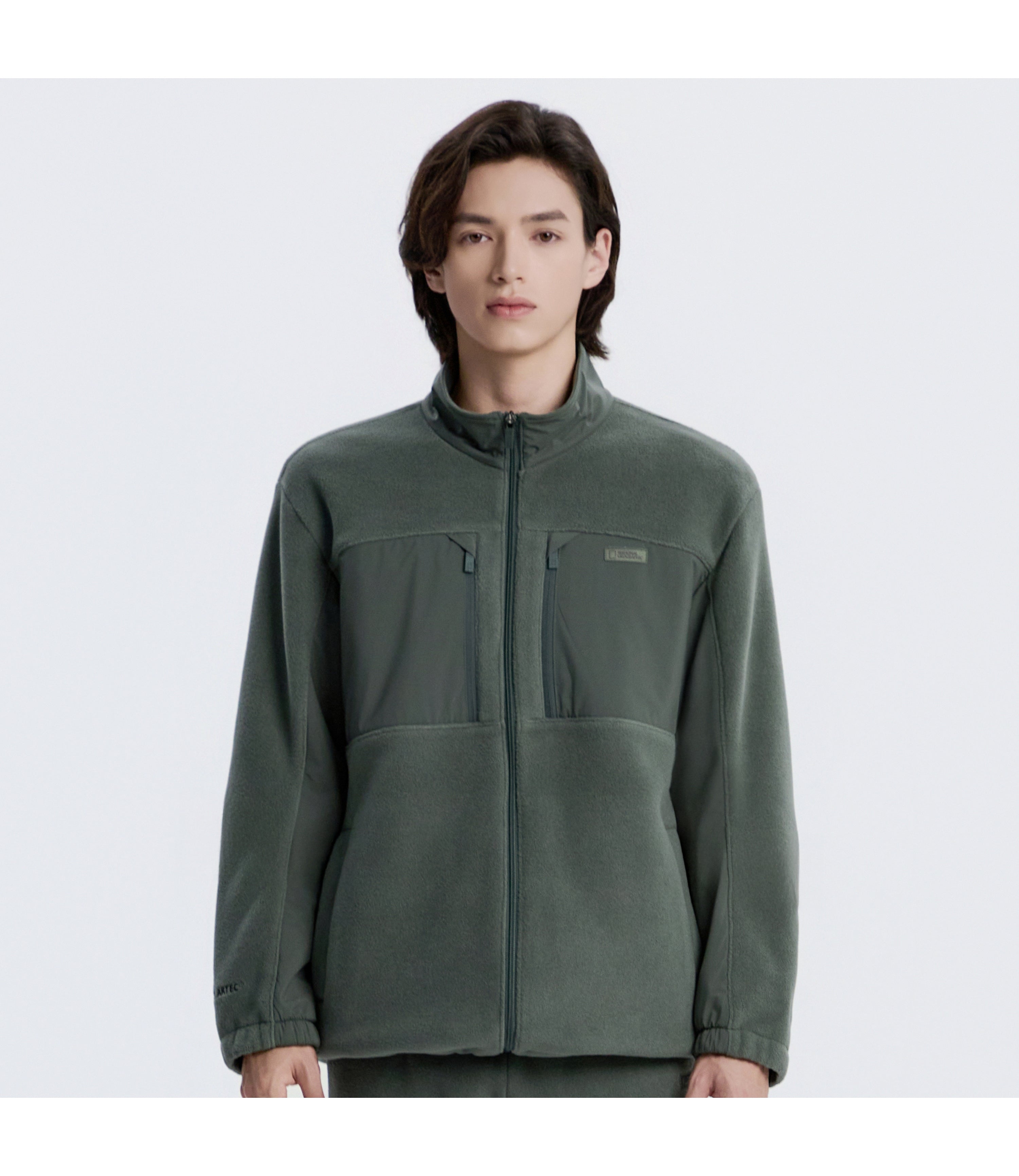 Unisex POLARTEC NAOS Woven Color-Block Full Zip-Up Jacket KHAKI