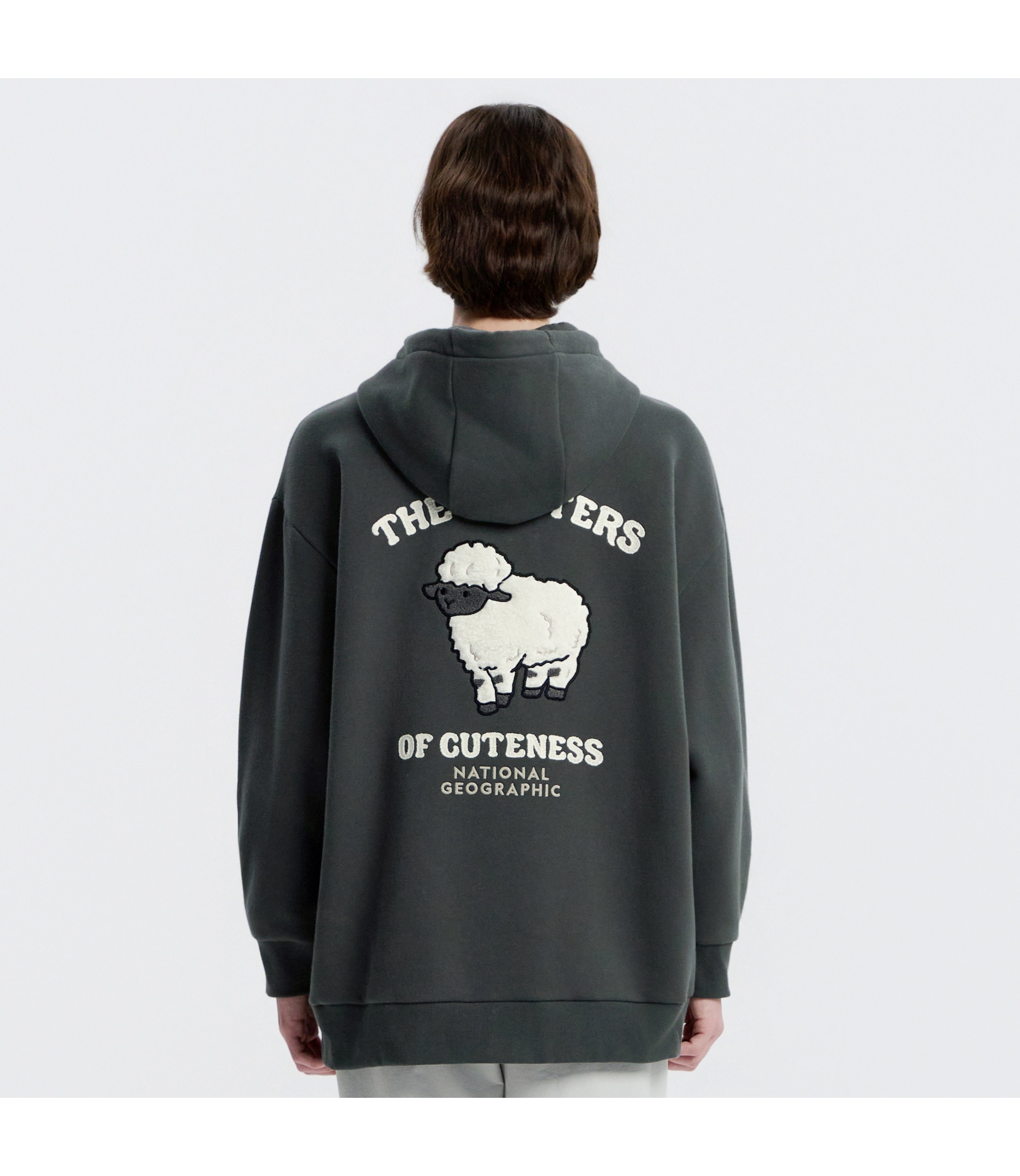 Unisex Animal Graphic Semi-Oversized Hoodie<br>GREY