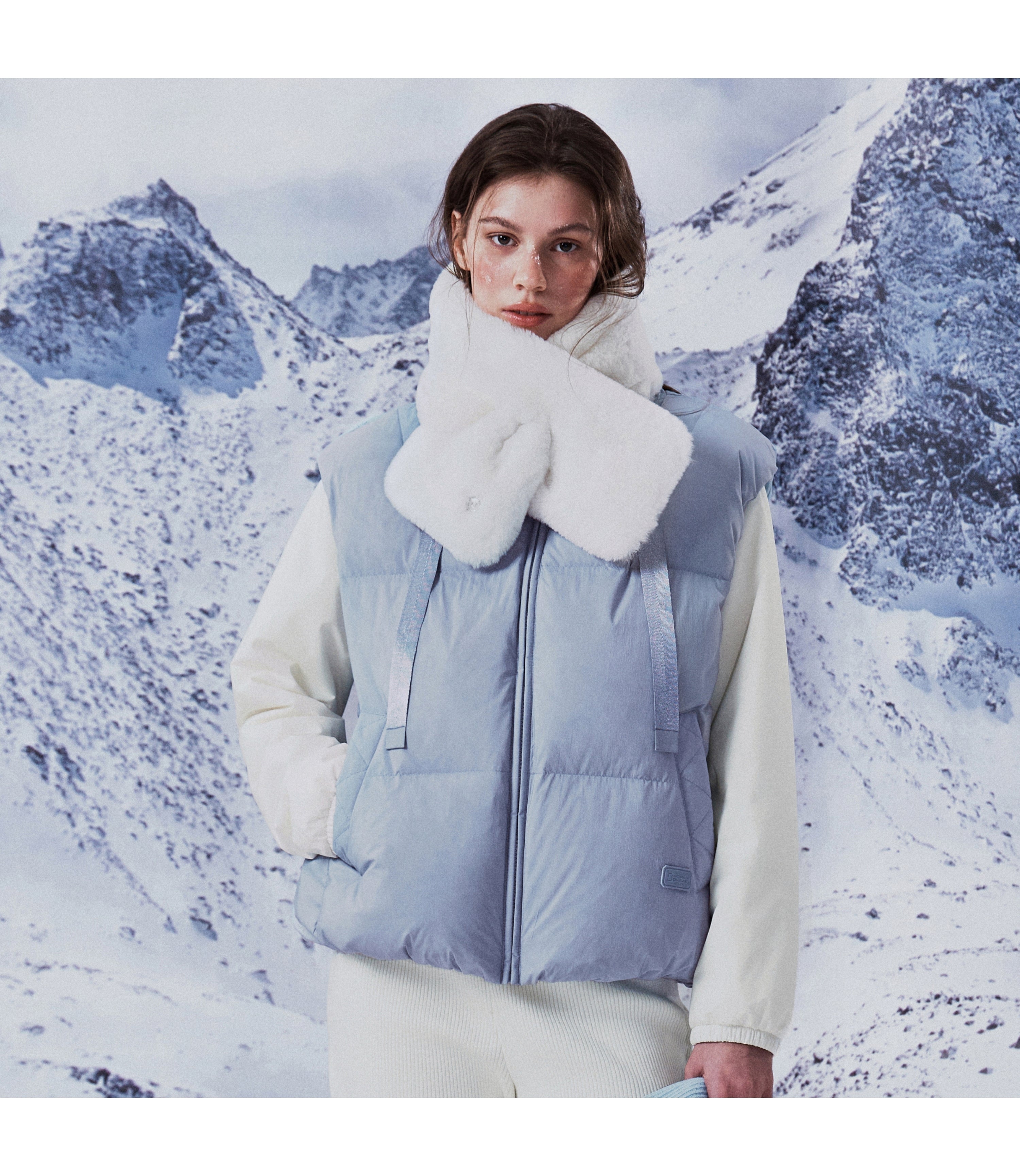 Women's High-Neck Duck Down Vest<br>L/BLUE