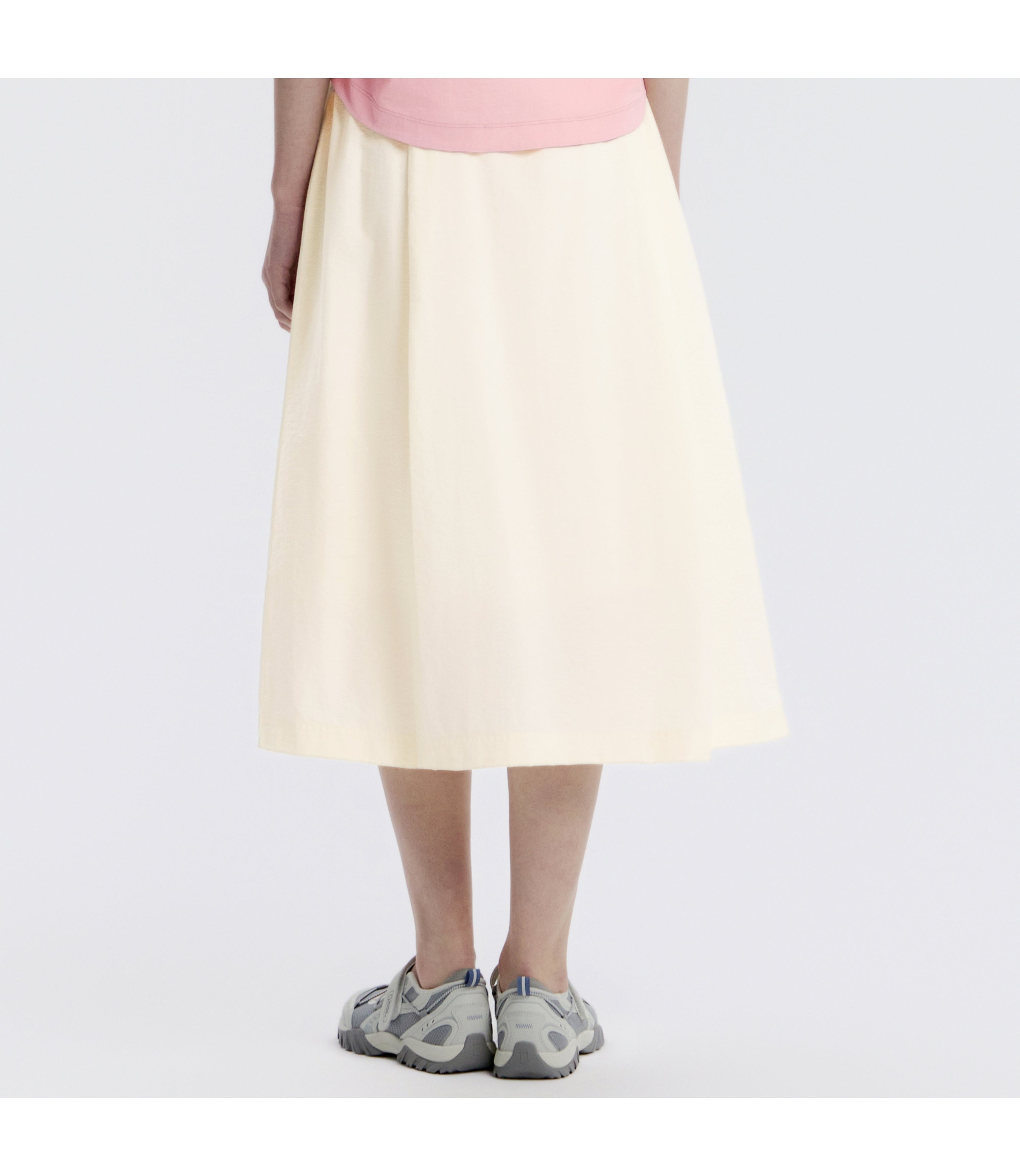 Women's Cotton A-Line Pleated Skirt<br>IVORY