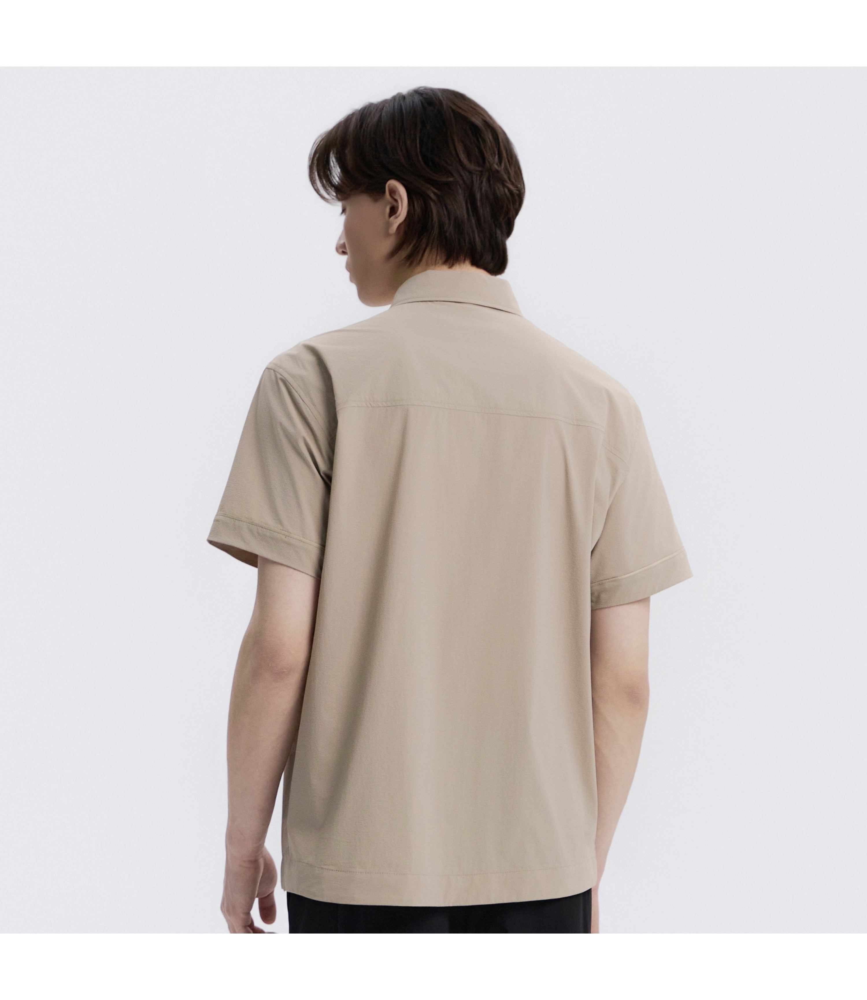 Men's Air Seersucker Short Sleeve Shirt<br>OAK BEIGE
