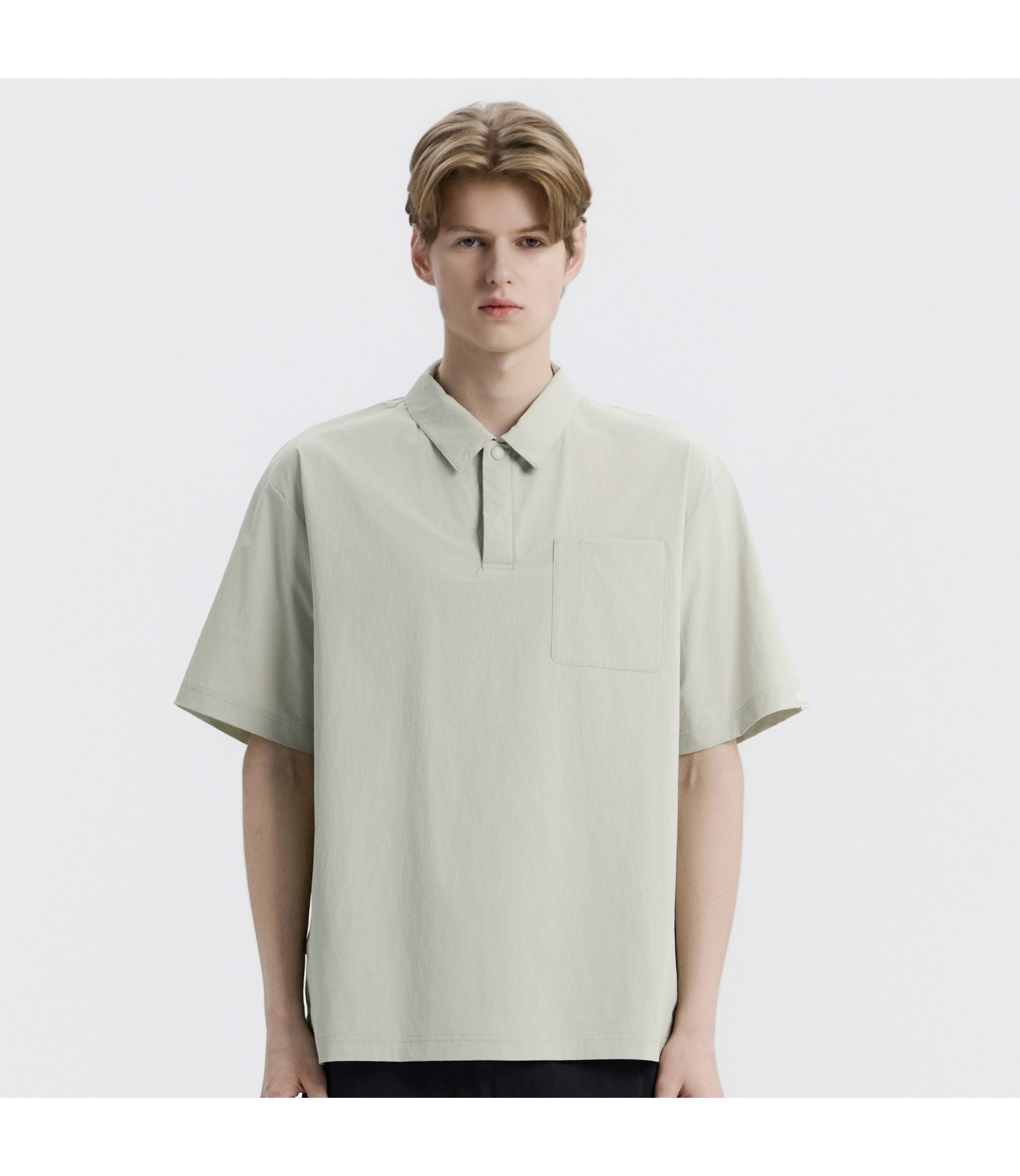 Unisex Freeze Stretch Semi-Overfit Short Sleeve Collar Tee<br>JADE