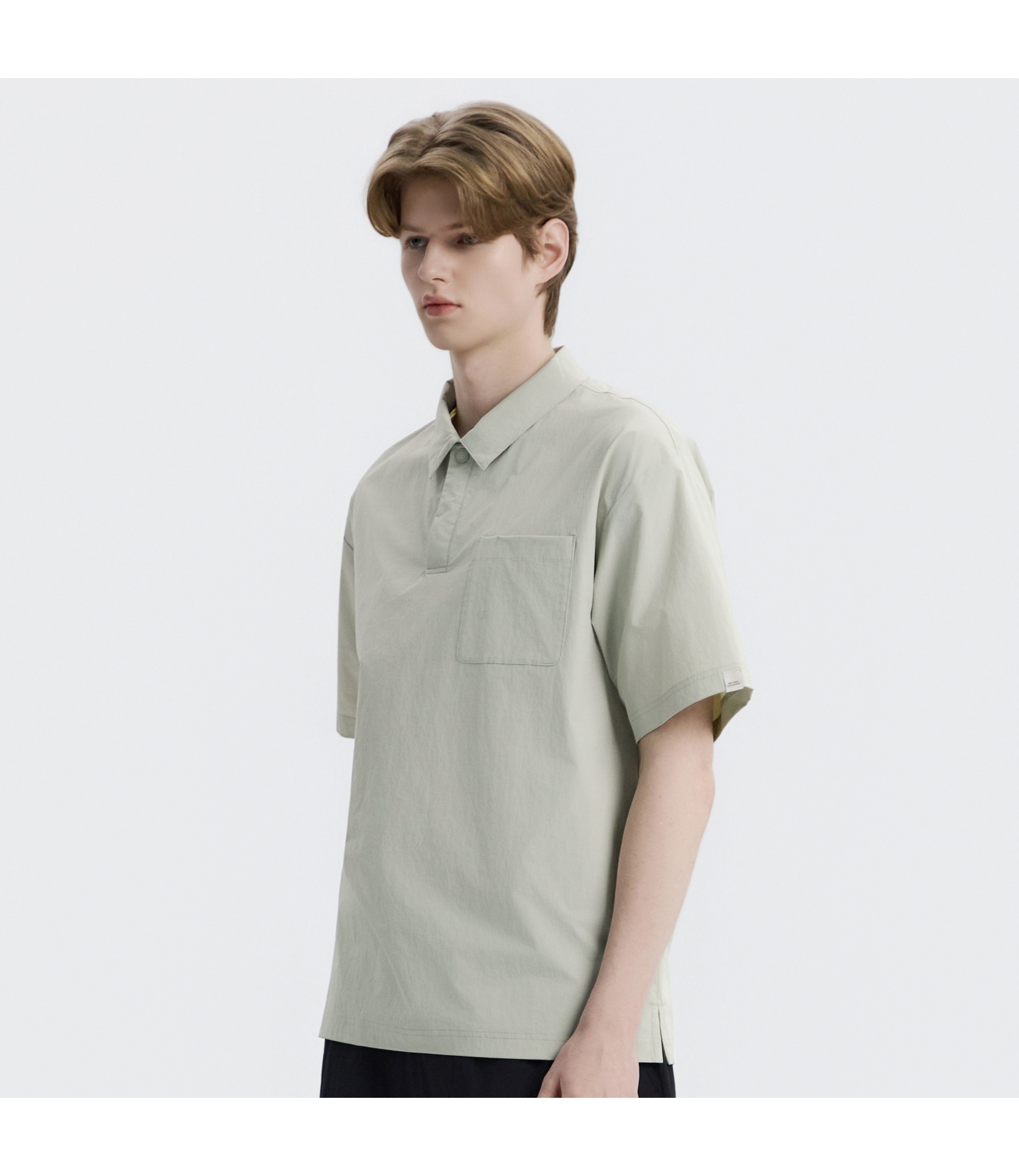 Unisex Freeze Stretch Semi-Overfit Short Sleeve Collar Tee<br>JADE