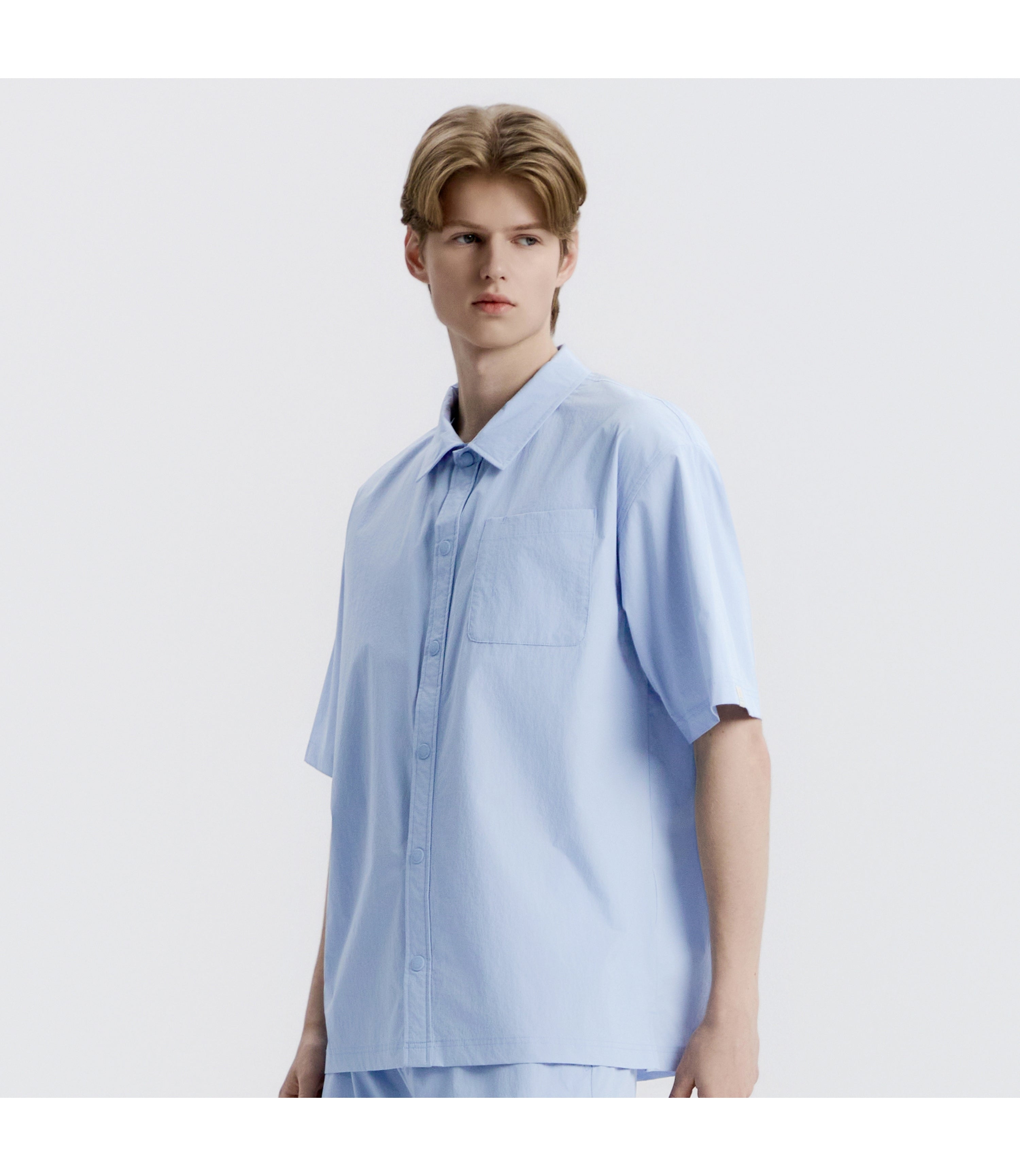 Unisex Freeze Stretch Semi-Overfit Short Sleeve Shirt<br>STORM BLUE