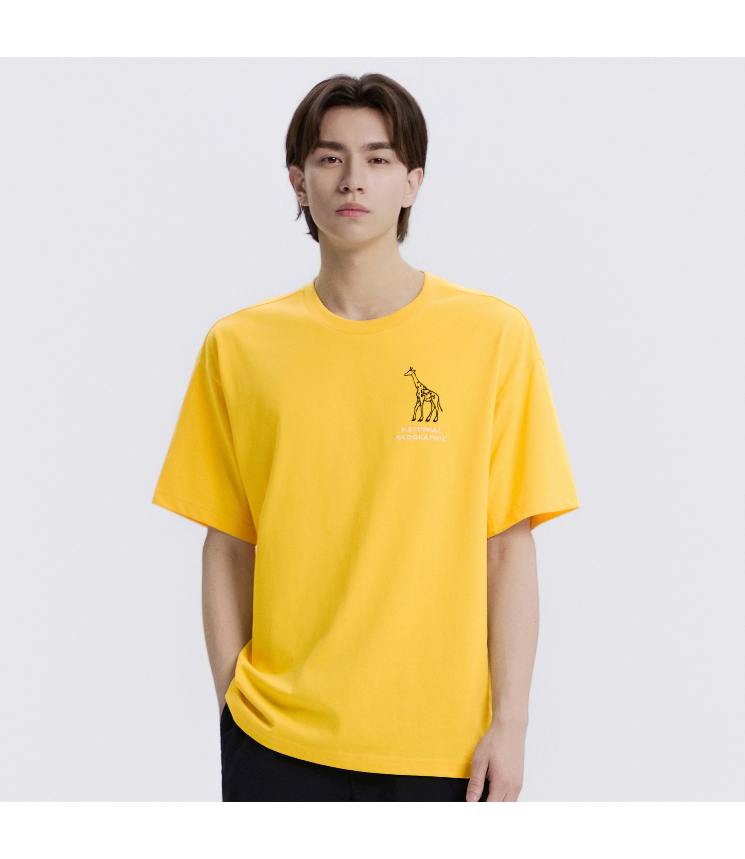 Unisex RATEL Regen Animal Silhouette Graphic Short Sleeve Tee<br>YELLOW