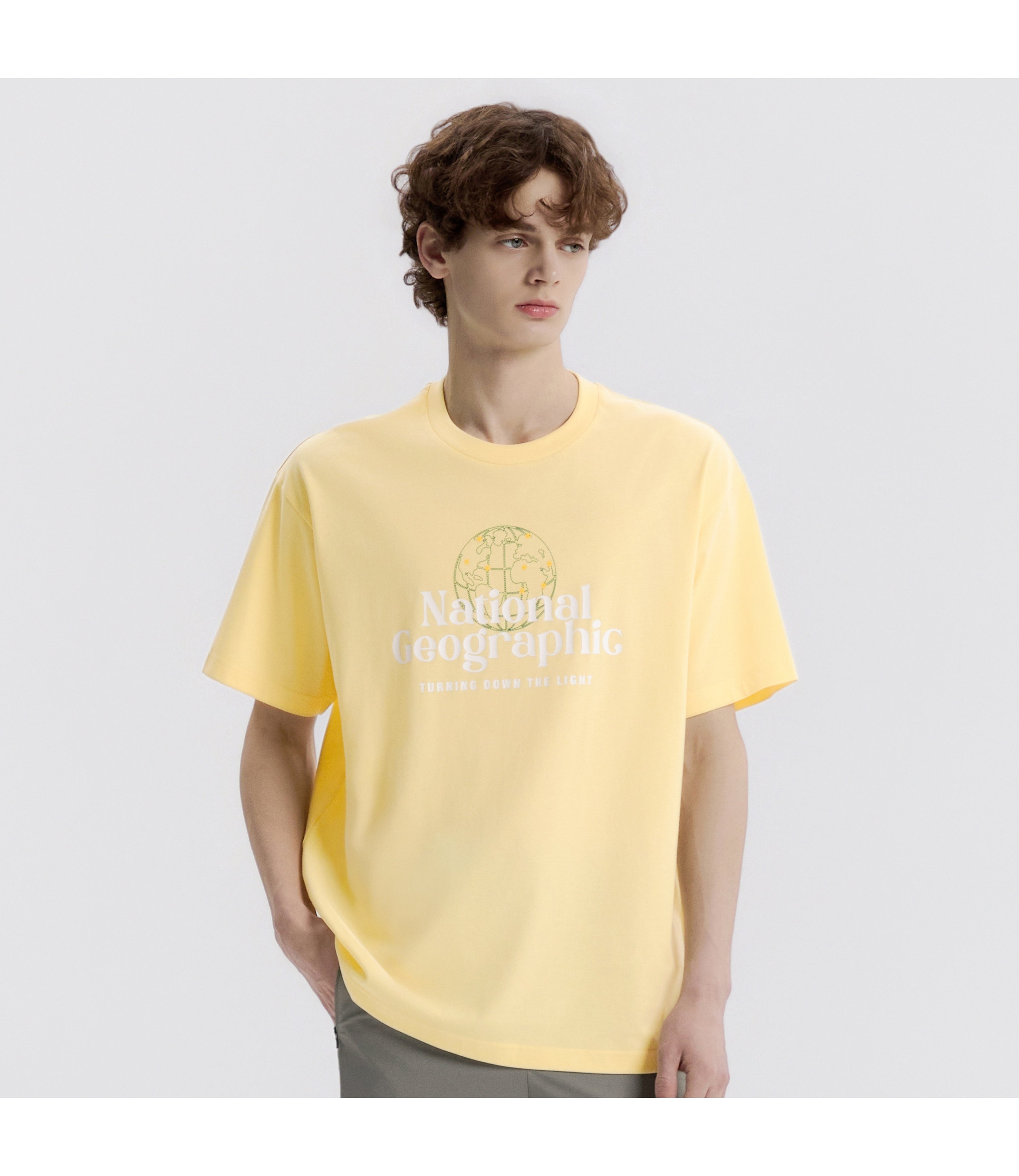 Unisex CASTOR COOLMAX ECO Lettering Graphic Short Sleeve Tee<br>PALE YELLOW