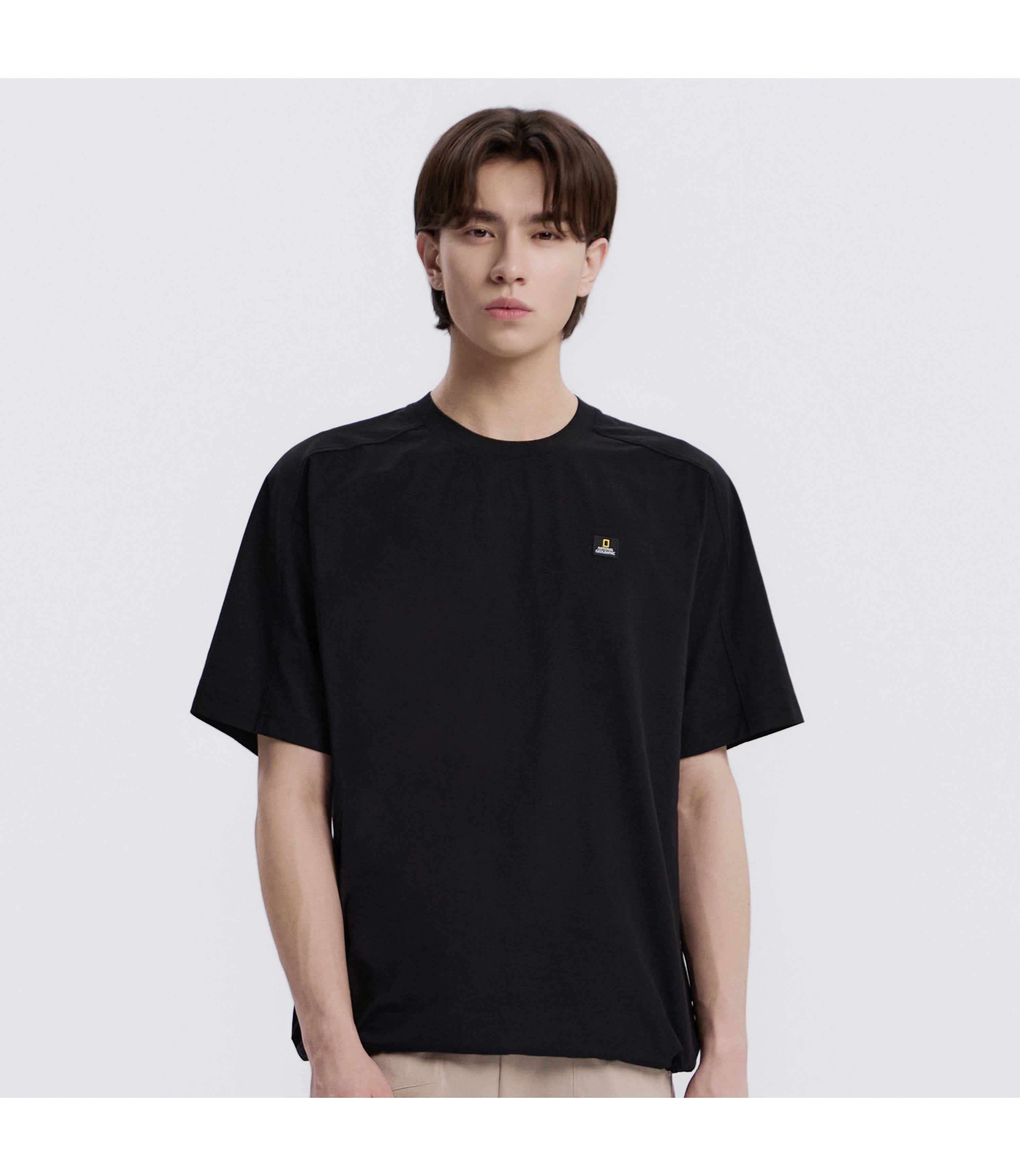 Unisex Frozen Air Semi-Overfit Short Sleeve Tee<br>BLACK