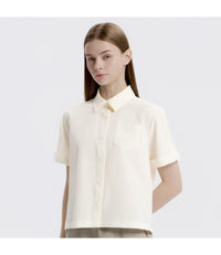 Women's Air Seersucker Semi-Overfit Short Sleeve Shirt<br>O/WHITE