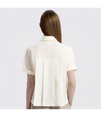 Women's Air Seersucker Semi-Overfit Short Sleeve Shirt<br>O/WHITE